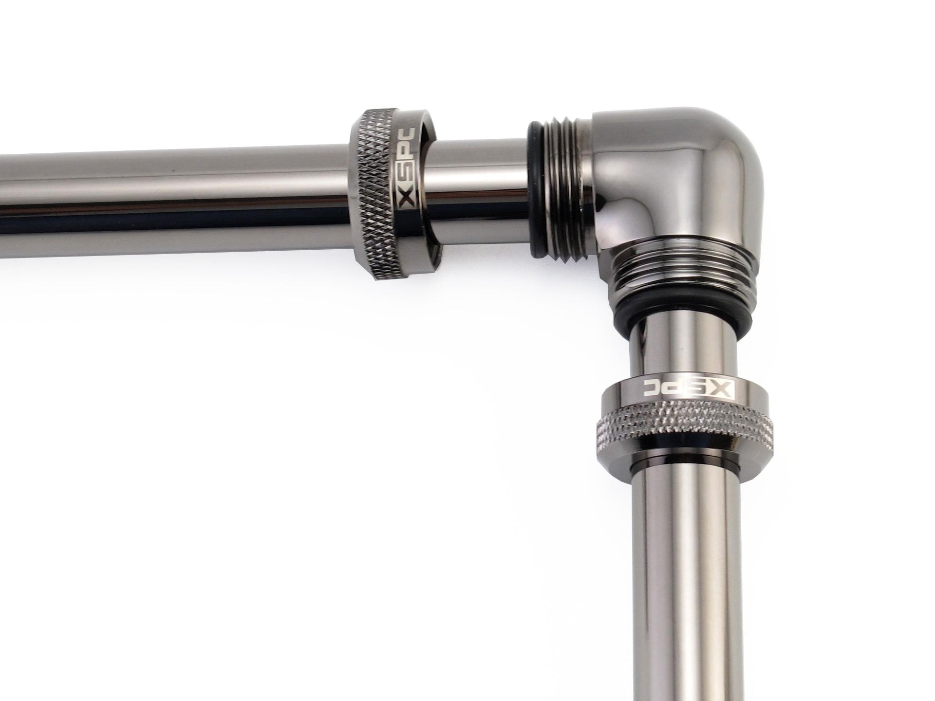 Xspc 10Mm Id, 14Mm Od Rigid Tubing 90 Degree Elbow Fitting, Black Chrome