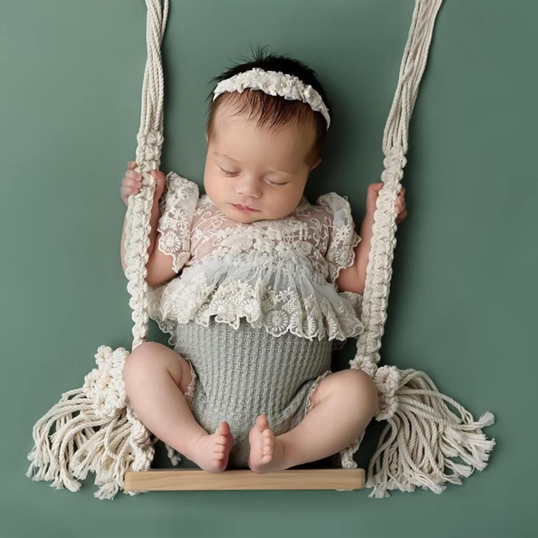 M&G House Newborn Photography Props Swing Prop Wooden Swing Seats Baby Photo Props Wooden Prop Swing Baby Photoshoot Props Newbo