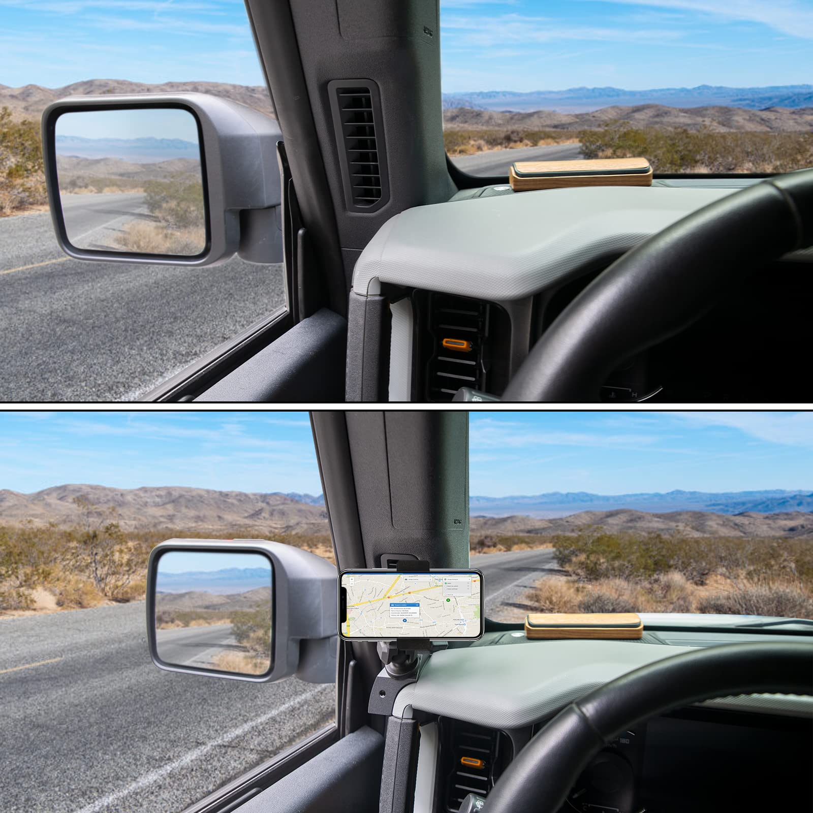 Dashboard Left Side Phone Holder Mount, Anti Shake Stabilizer Custom Adjustable Cell Phone Holder For Ford Bronco Accessories 20