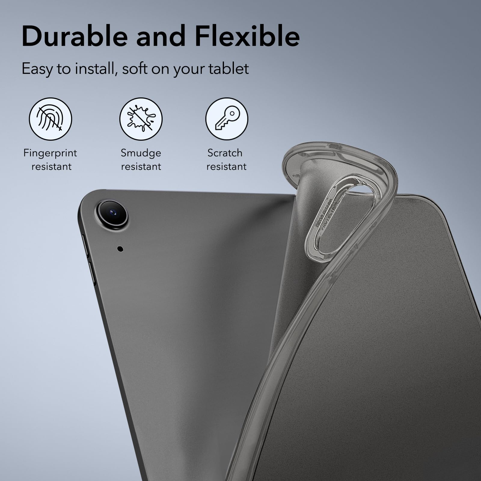 Esr For Ipad Air 11 Inch Case M2 2024, Ipad Air 6Th/5Th/4Th Gen(2024/2022/2020), Slim&Light, Yellowing Resistant, Transparent Back Cover, Support Pencil Pro&Pencil (Usb C), Zero Series, Frosted Black