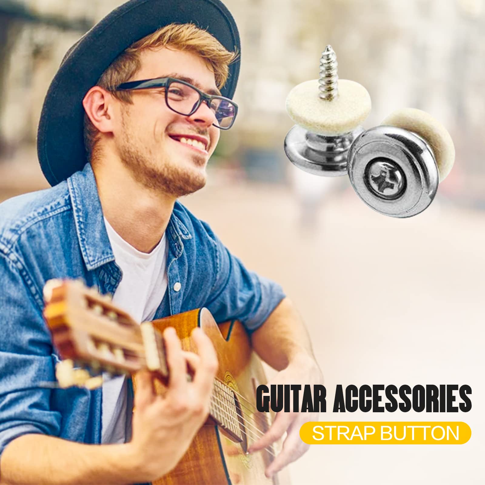 Inovat 2Pcs Mushrooms Head Guitar Strap Buttons Strap Locks Chrome Guitar Parts