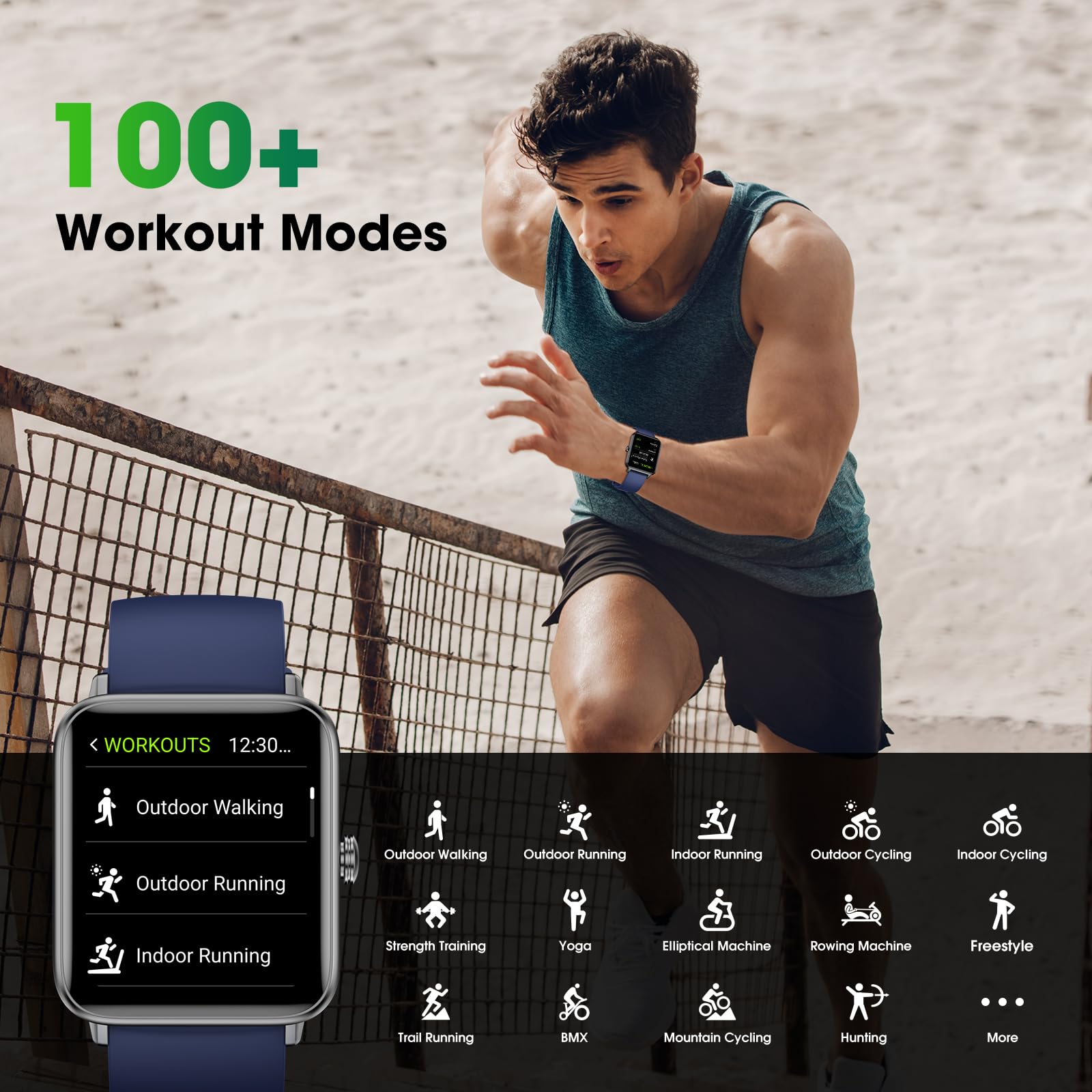 Smart Watch (Answer/Make Call) For Women Men, Fitness Tracker With Heart Rate, Blood Oxygen, Sleep Tracker, Ip68 Waterproof Fitn