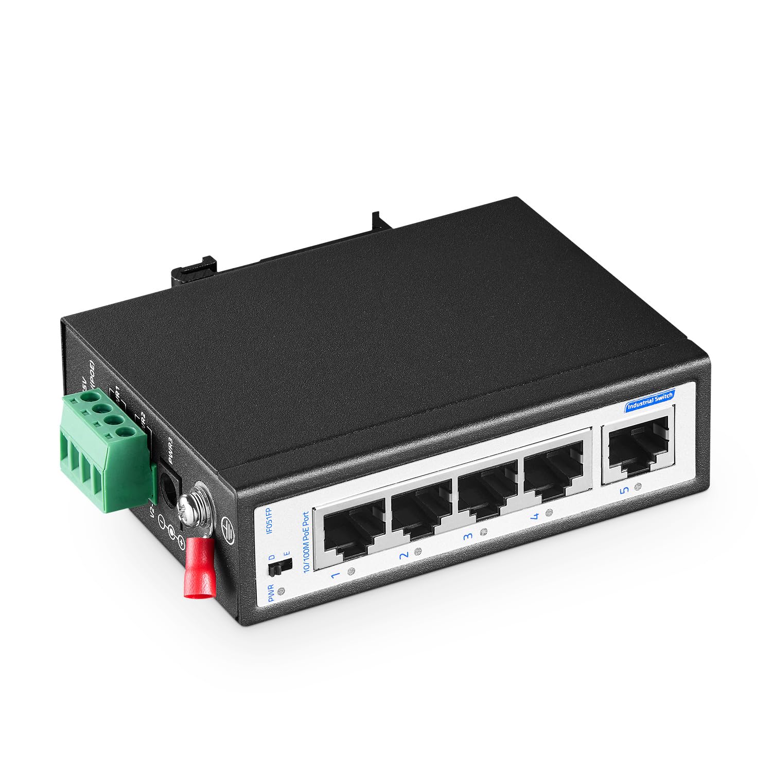 Yulinca 5 Port Mini Poe+ Industrial Din Rail Switch, 4 Ports Poe+ And 1 Uplink, 10/100Mbps Fast Ethernet, Din Rail & Wall Mount