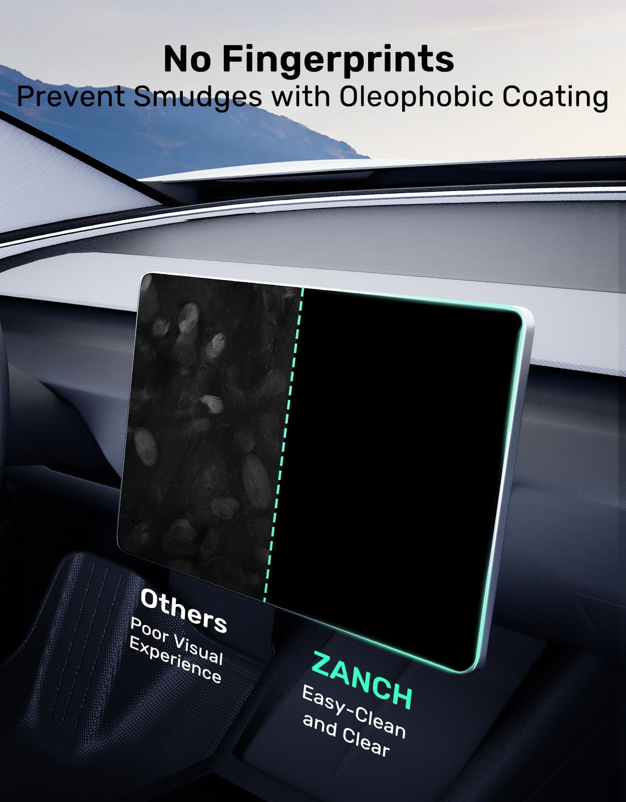 Zanch 2024 Tesla Model 3 Screen Protector Highland Accessories [No Glare & Fingerprints] [Easy Install ] Matte Tempered Screen P