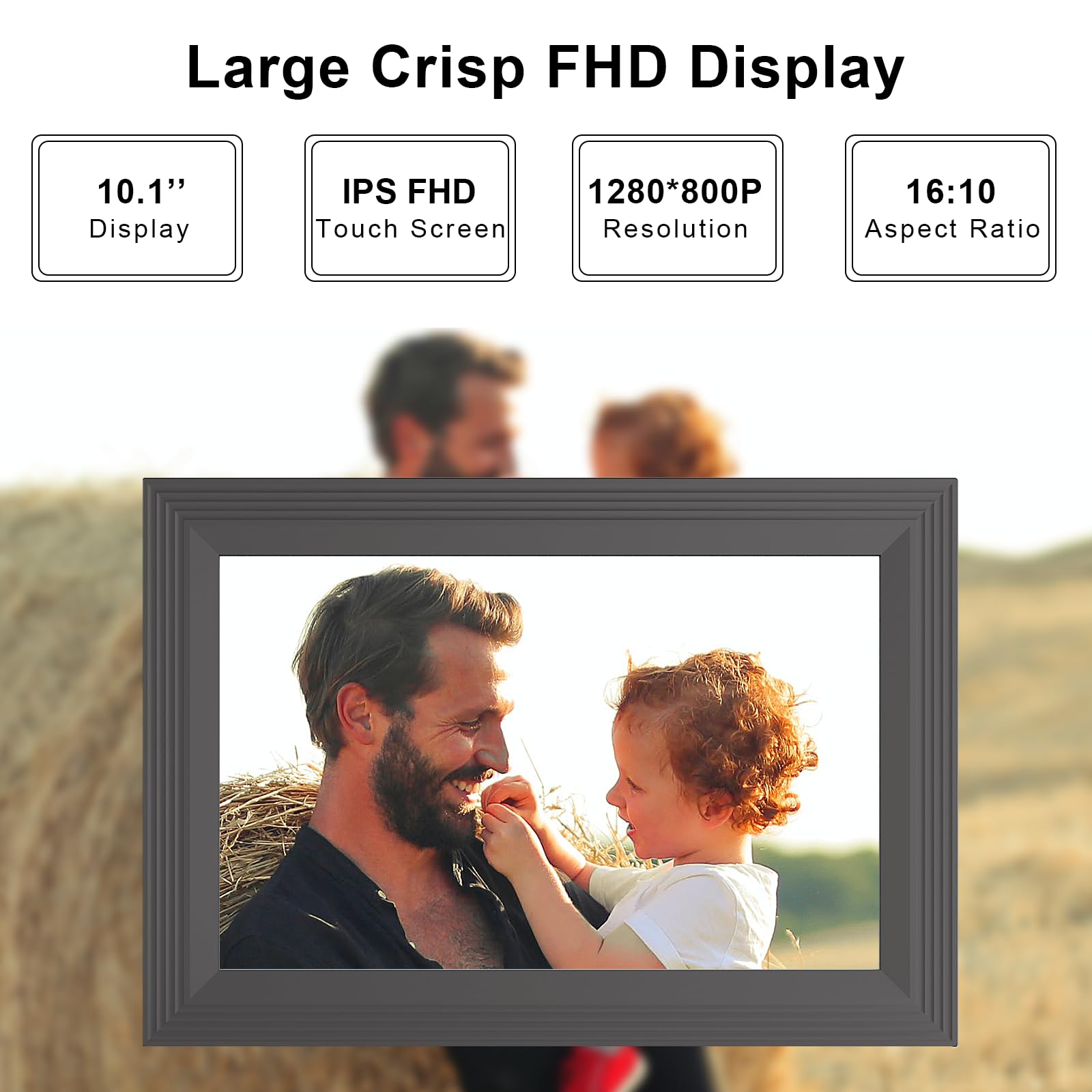 Forc Digital Picture Frame Wifi 10.1 Inch Digital Photo Frame With Ips Hd Touch Screen, Electronic Picture Frame, Auto Rotate, E