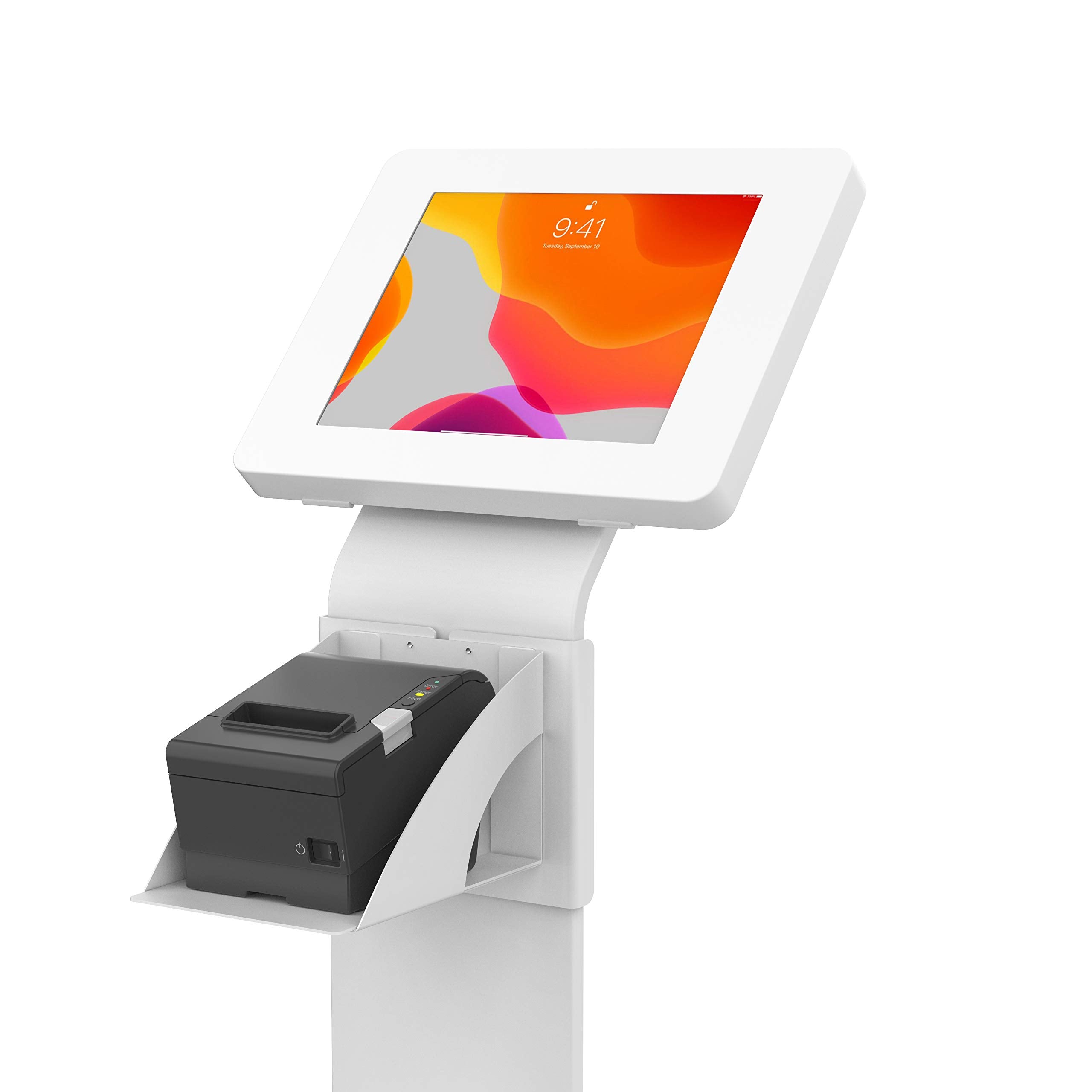 Printer Shelf Add On   Cta Printer Shelf W/Mounting Bracket & Hardware For Pad Paraf Premium Locking Floor Stand Kiosks   White