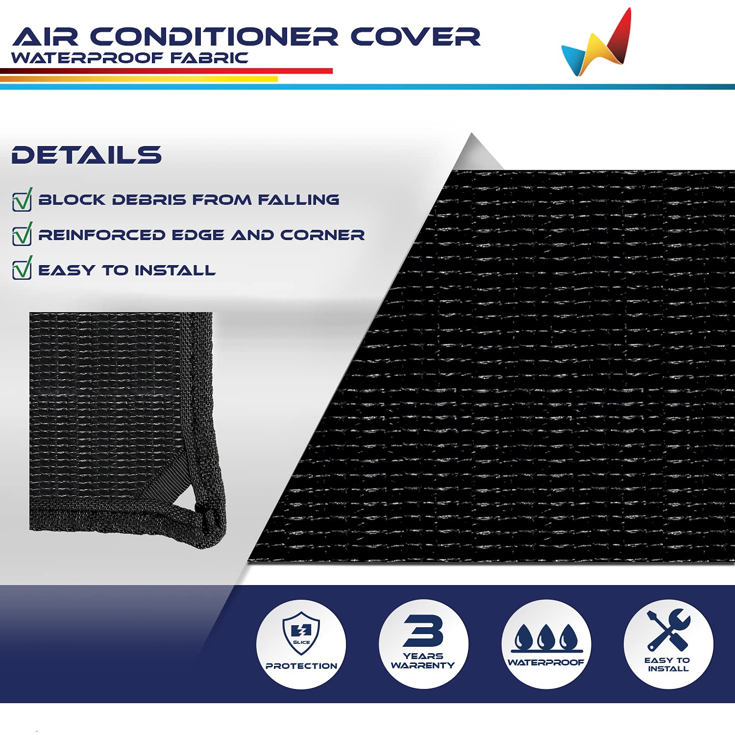 Windscreen4Less 28''X28'' A/C Unit Cover Winter Waterproof Air Conditioner Compressor Condenser Cover With Bungee Cords For Outs