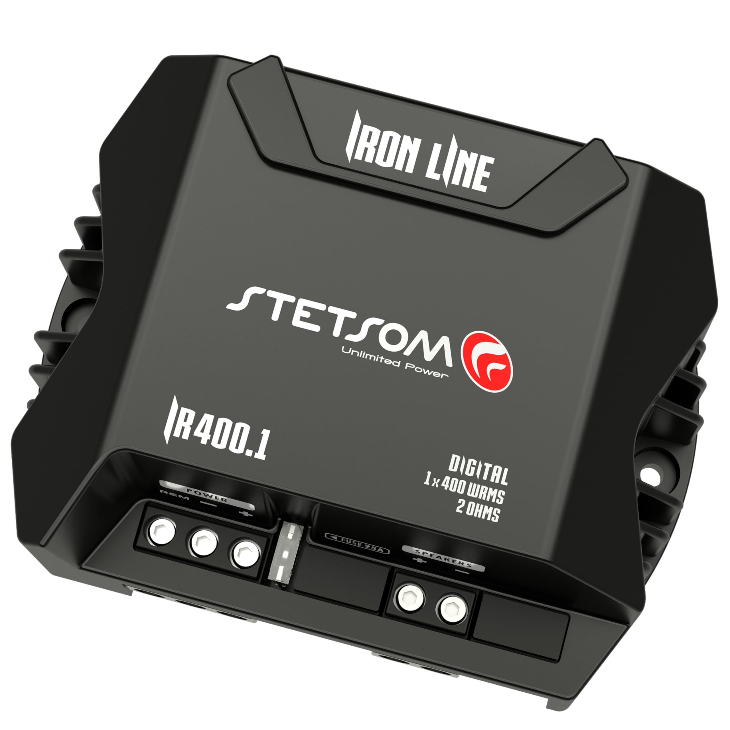 Stetsom Ir 400.1 2 Ohms Compact Digital Mono Amplifier, Iron Line, 400 Watts Rms 400X1, 2O Stable, Monoblock Digital Car Audio A