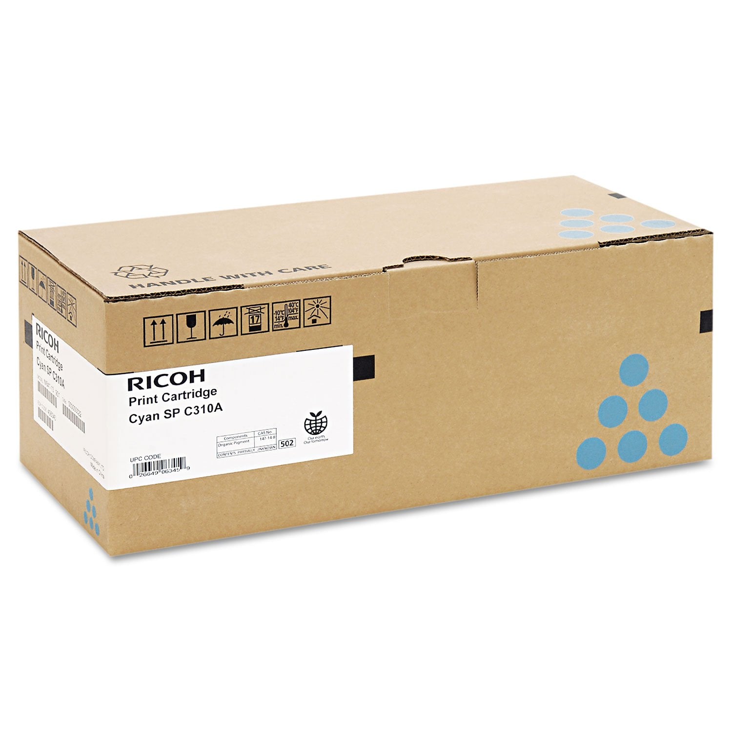 Ricoh 406345 Toner, 2500 Page Yield, Cyan Toner