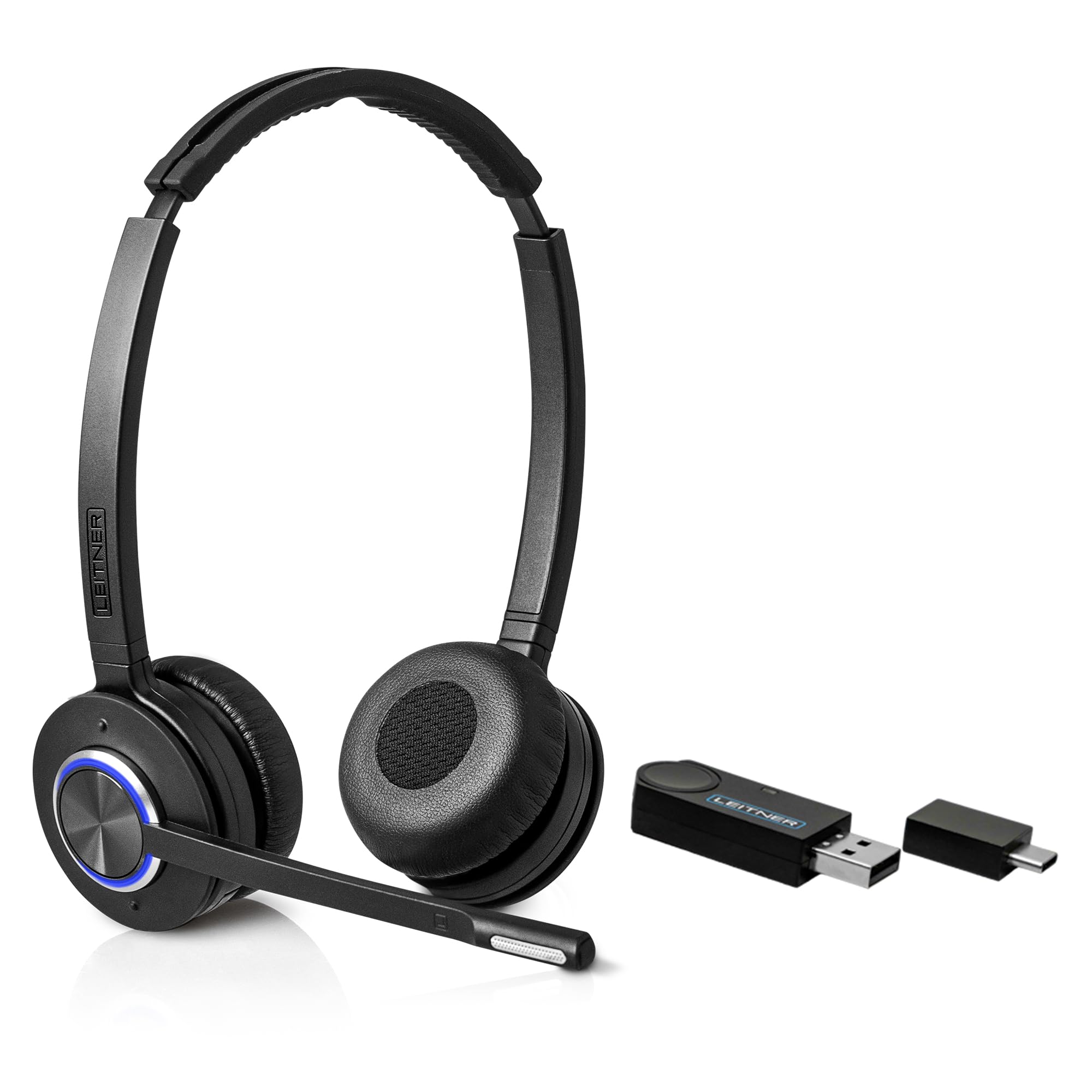 Leitner Lh475 � Wireless Computer Headset With Microphone � Zoom And Teams Headset � Dect Usb Dongle Headset For Softphone, Computer, Laptop, And Tablet � Single Or Dual Ear Wearing Style