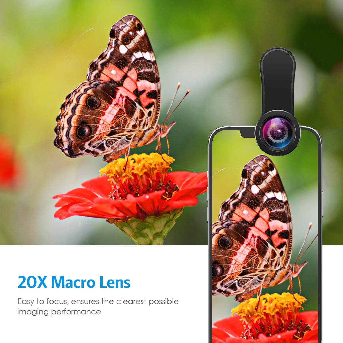 Criacr Phone Camera Lens, 230 Fisheye Lens, 15X Macro Lens, 0.65X Wide Angle Lens, Clip On 3 In 1 Cell Phone Lens For Live Video