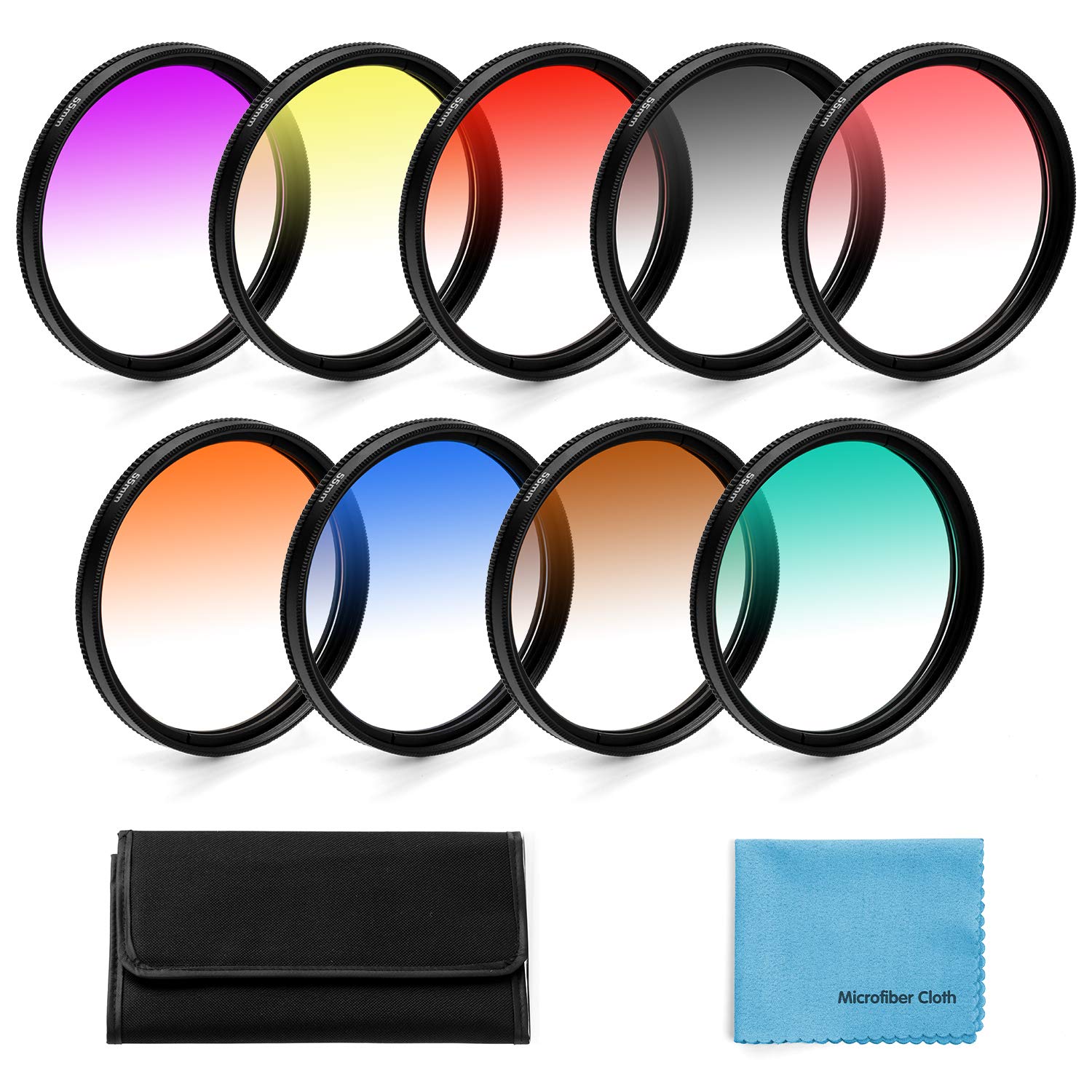 40.5Mm Graduated Color Filters Kit 9 Pieces Gradual Colour Lens Filter Kit Set Accessory For Canon Nikon Sony Pentax Olympus Fuj