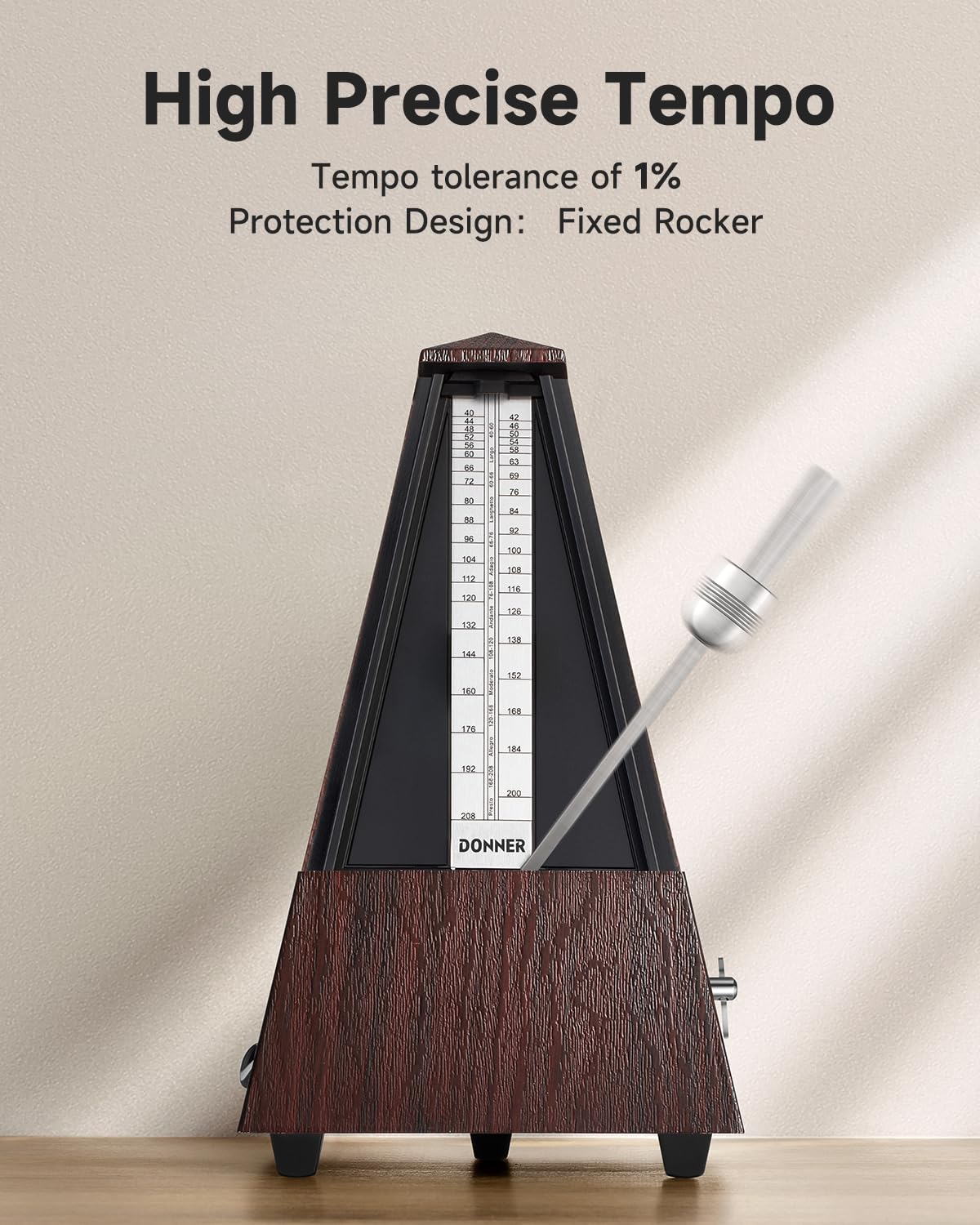 Donner Mechanical Metronome For Piano Guitar Drum Violin Saxophone Musician, Track Beat And Tempo, Loud Sound, Steel Movement, D