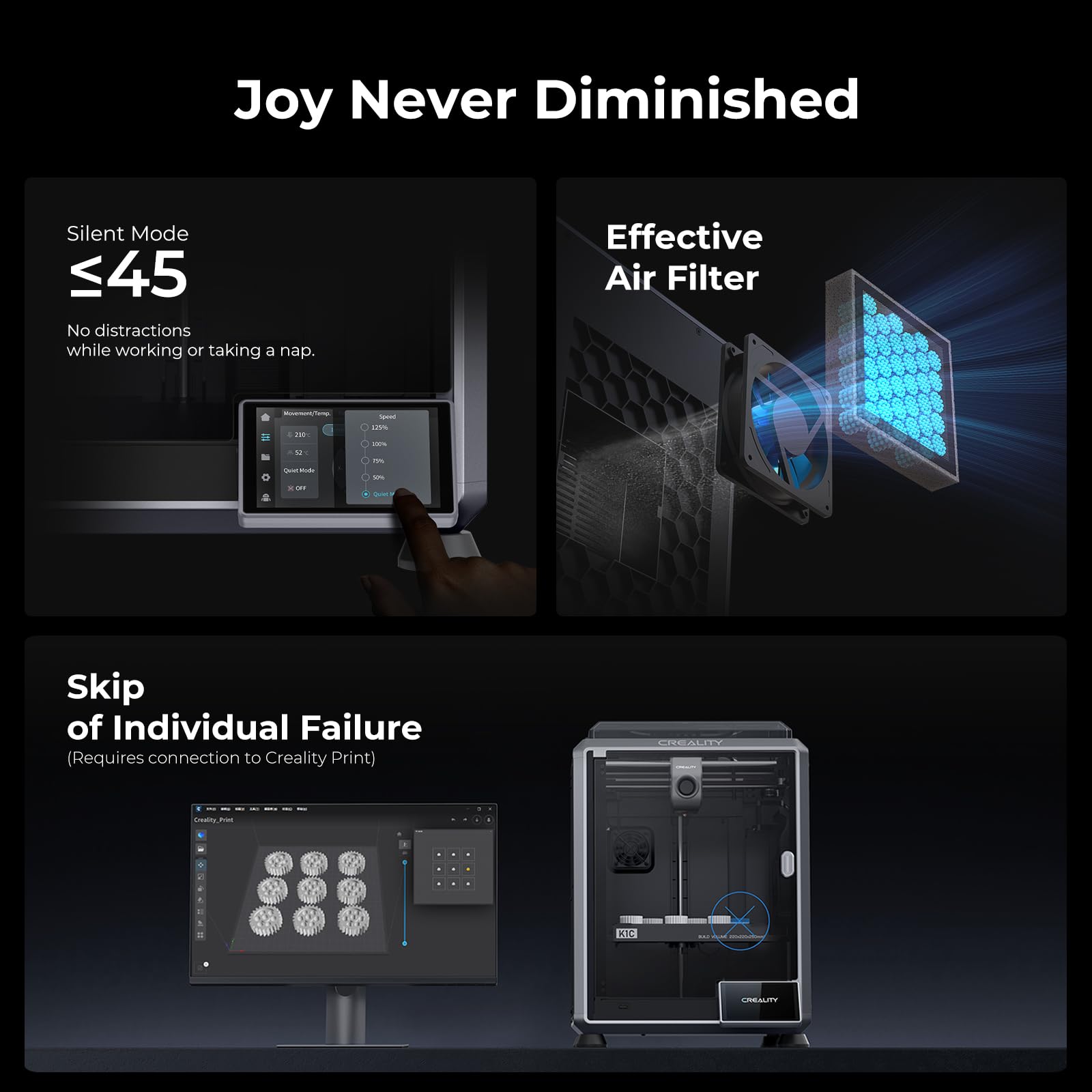 [2024 New] Creality K1C 3D Printer Up To 600Mm/S Fast Speed, Reliable Carbon Fiber Printing, Anti-Vibration Design, Auto Calibra