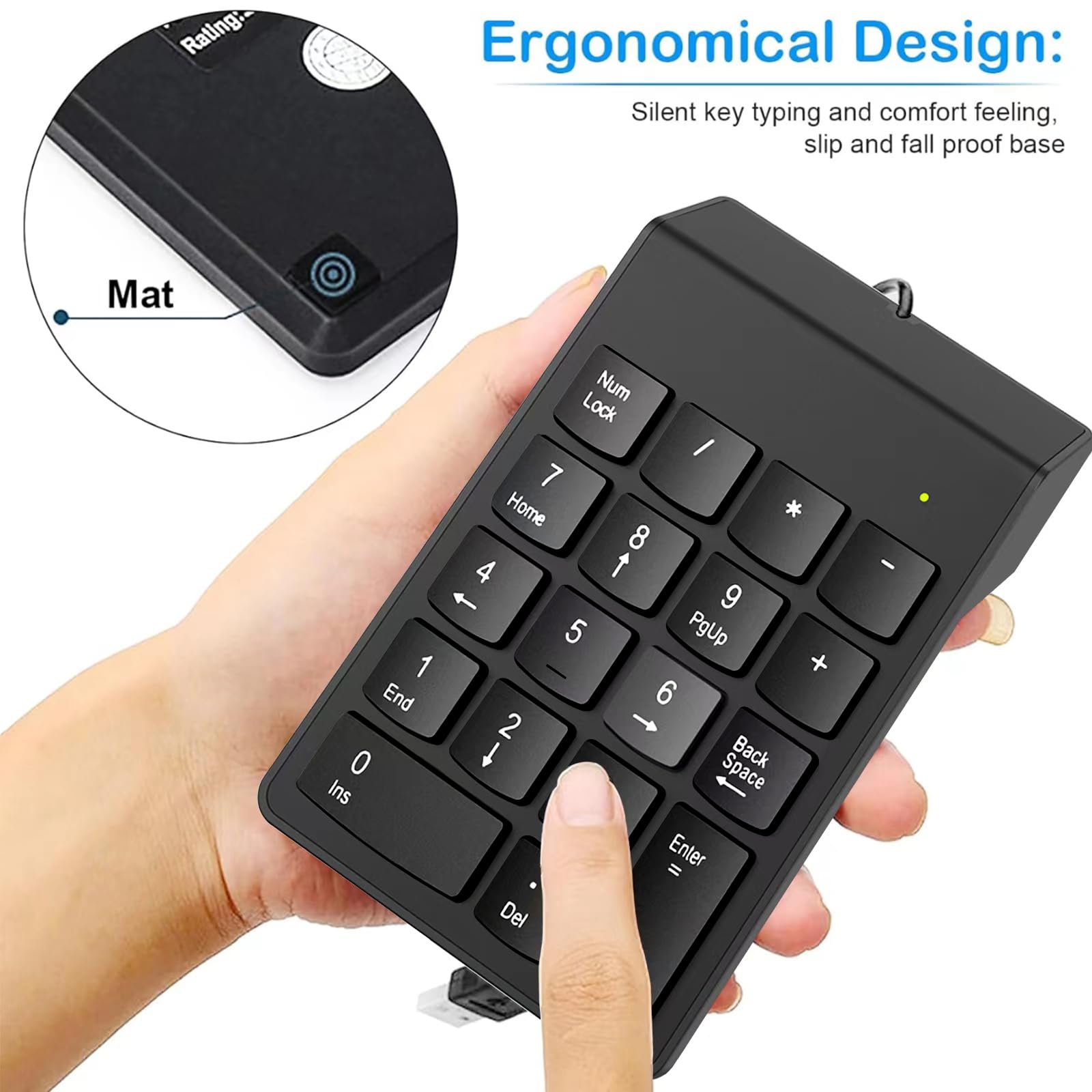 Usb Numeric Keypad Numpad Portable Slim Mini 10 Key Number Pad Keyboard For Laptop Desktop Computer Pc, Compatible With Chromebo