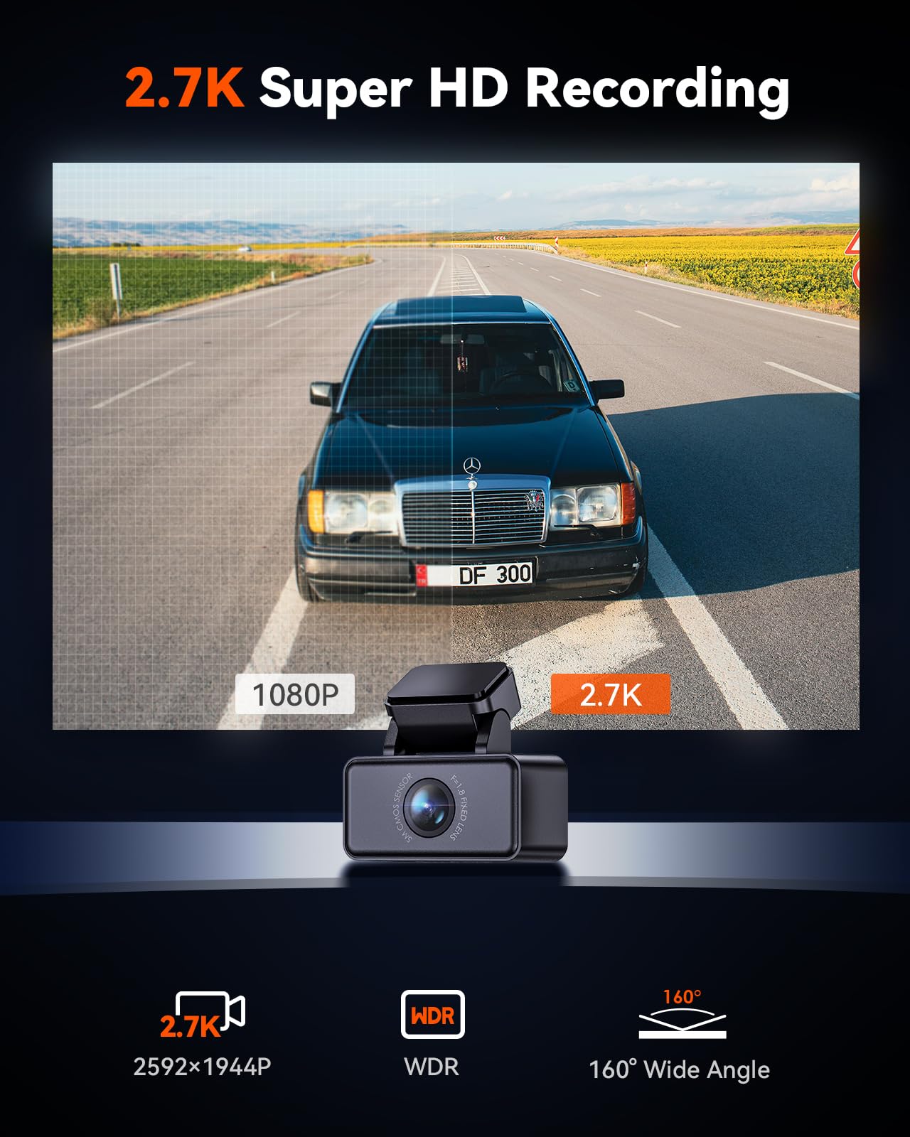 Vantrue E360, E2 2.7K Adjustable Rear Camera With 20Ft Cable, Wdr, Super Night Vision, Fit For Most Cars Suv, Pickup, Truck, Jee