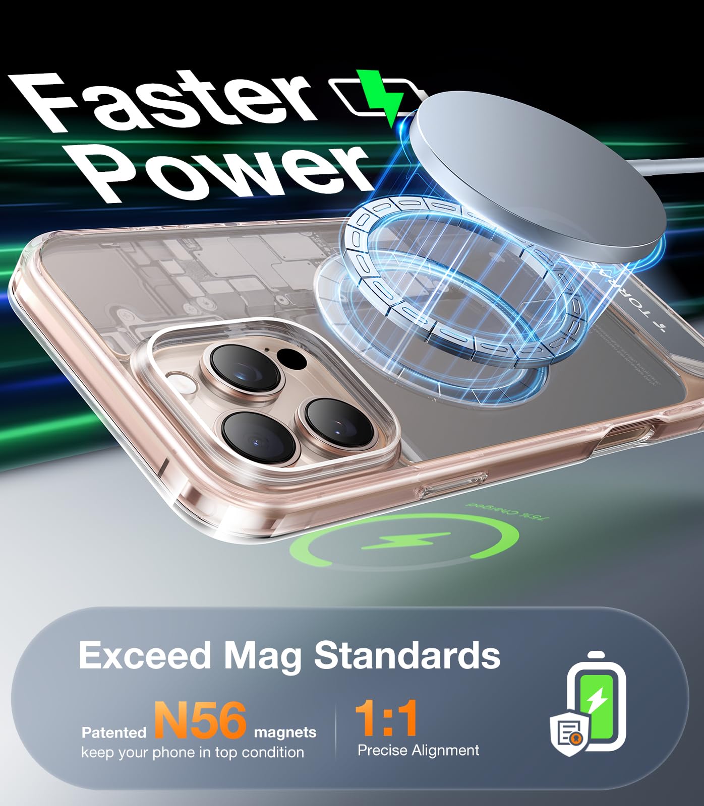 Torras Strong Magnetic & Seamless Stand For Iphone 16 Pro Case Clear, Fit For Magsafe, Never Yellow, 4X Military Grade Drop Test