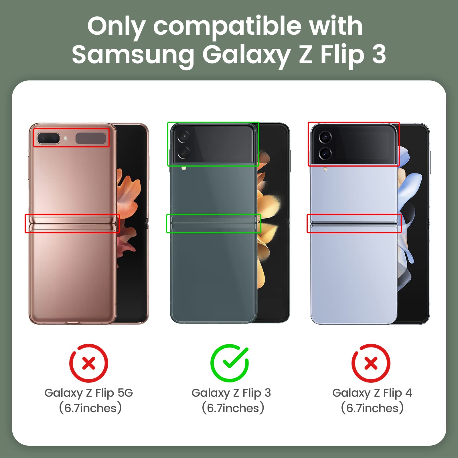 Vego For Galaxy Z Flip 3 Ring Stand Case, Z Flip 3 All Inclusive Cover Case With Hinge Protection And Glass Camera Lens Screen P