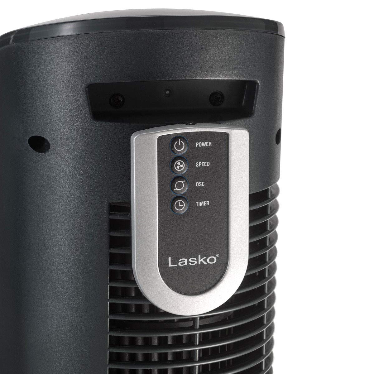 Lasko Wind Tower Oscillating Tower Fan, Remote Control, Timer, 3 Quiet Speeds, For Bedroom, Living Room And Office, 38'' Gray, 2