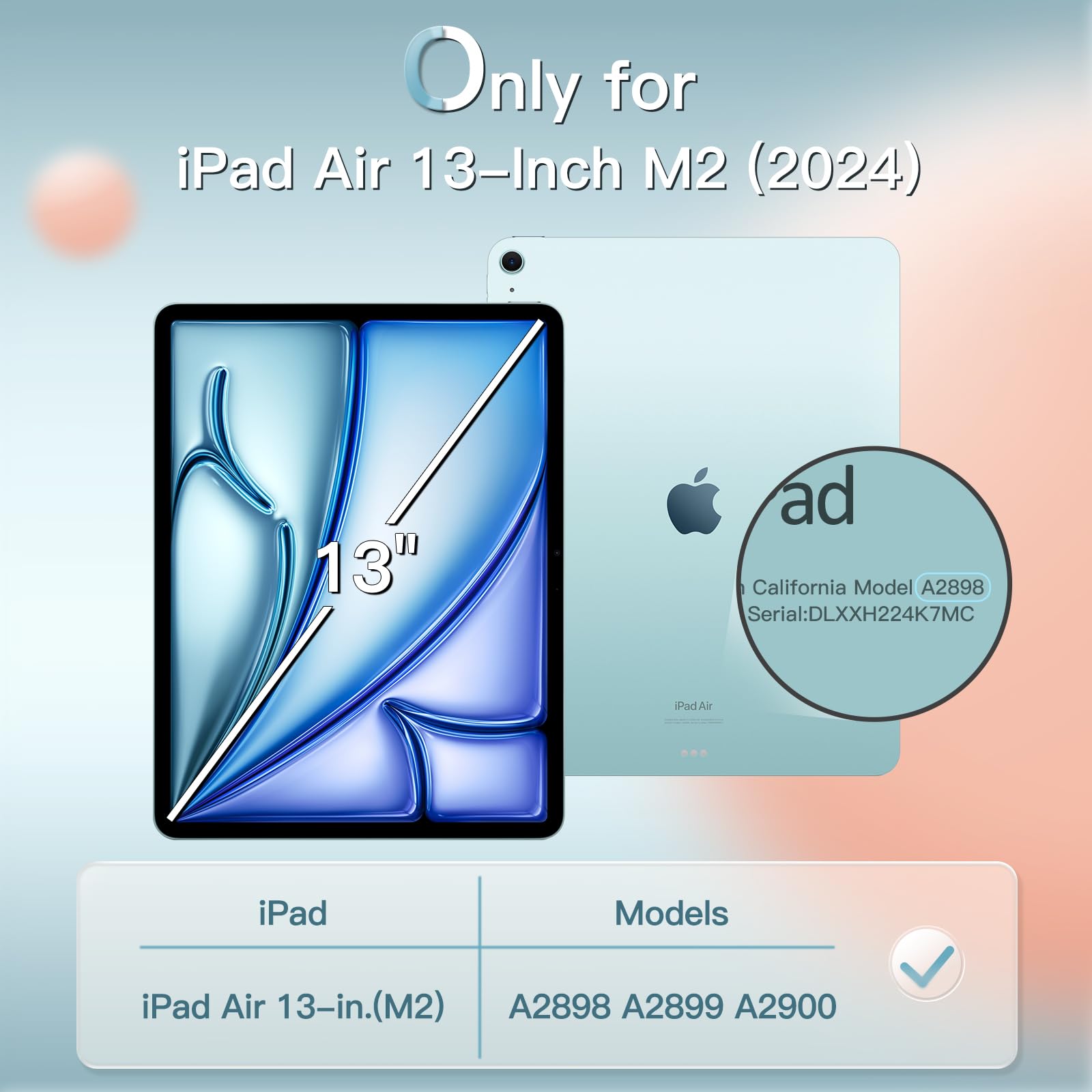 Jetech Case For Ipad Air 13-Inch M2 (2024), Slim Stand Hard Back Shell Smart Cover With Auto Wake/Sleep (Blue)