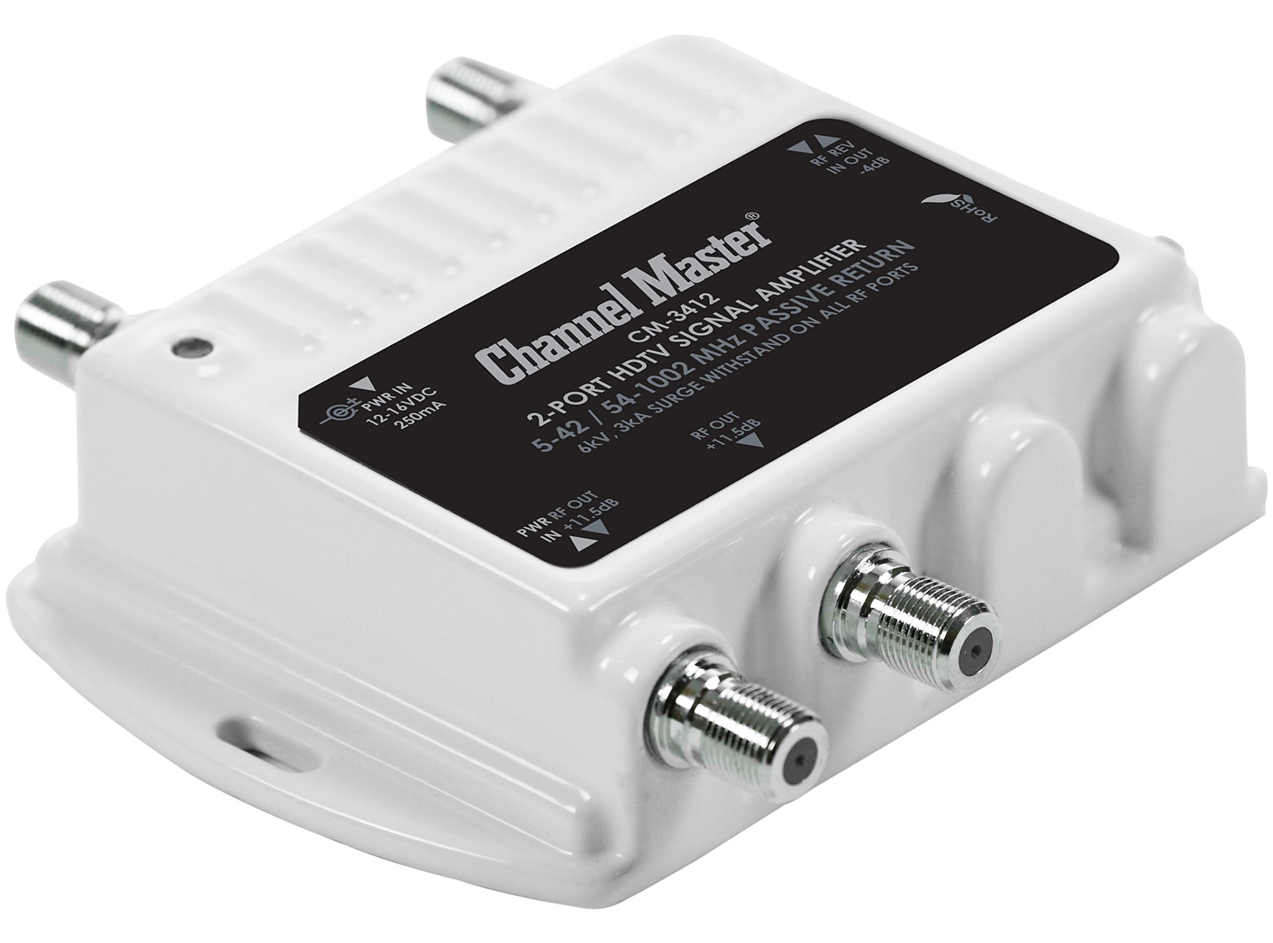 Channel Master Ultra Mini 2 Tv Antenna Amplifier, Tv Antenna Signal Booster With 2 Outputs For Connecting Antenna Or Cable Tv To Multiple Televisions (Cm 3412),Silver