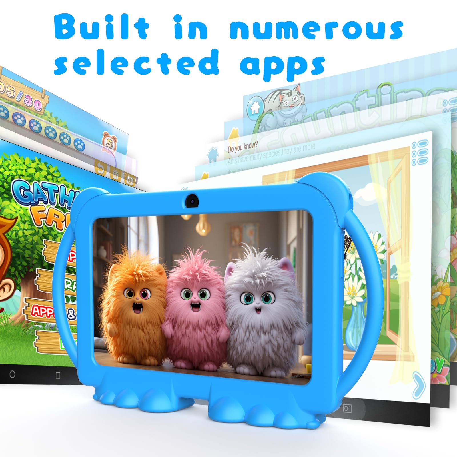 Kids Tablet 7 Inch For Boys Girls Android Tablets For Kids, 4Gb Ram 32Gb Rom Toddler Tablet, Wifi Bluetooth, Safety Eye Ips Scre