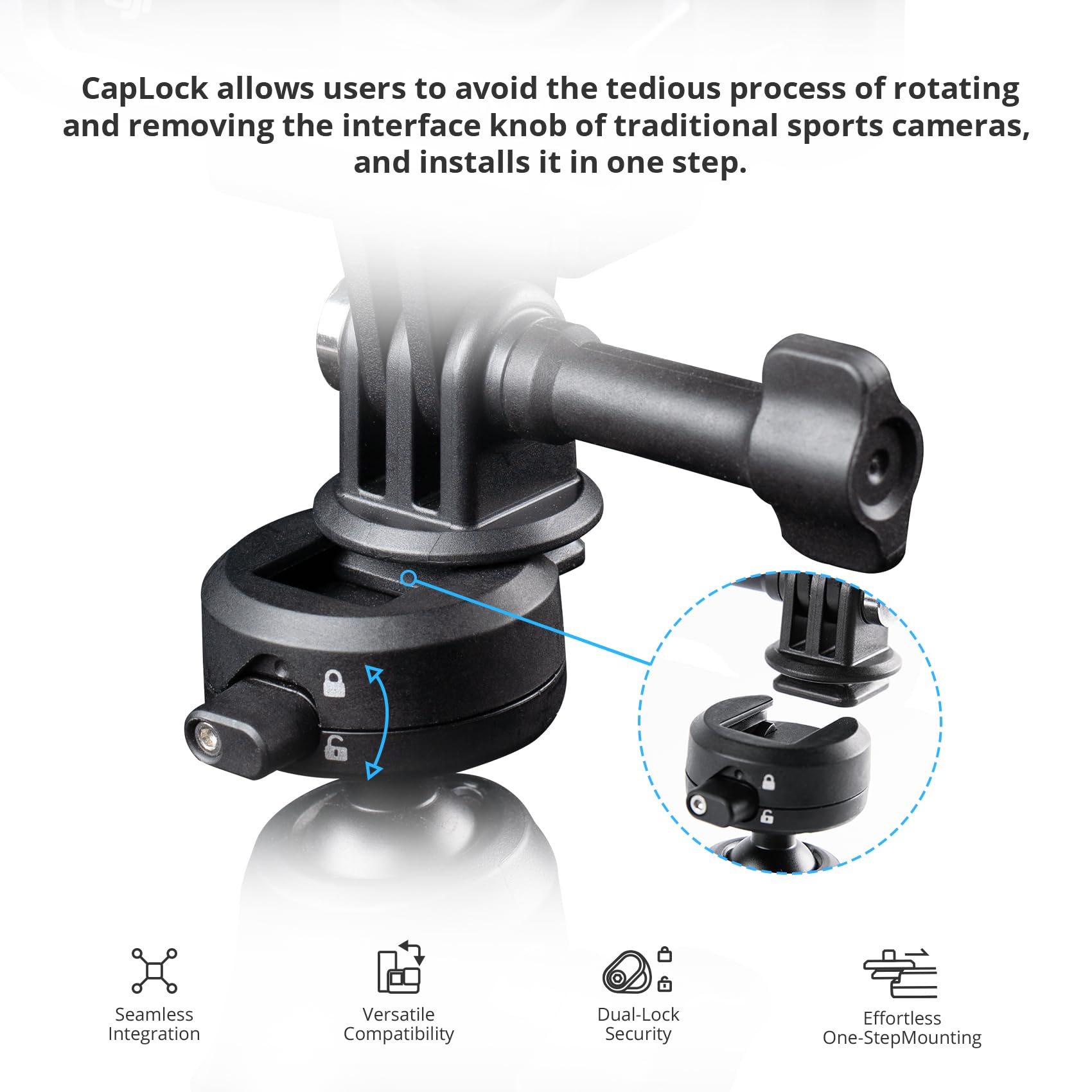 Pgytech Caplock Suction Cup Car Mount Compatible With Dji Osmo Action 5 Pro/4/3, For Gopro Hero 13/12/11/10, For Osmo Pocket 3, For Insta360 Ace Pro 2/X4/X3/One Rs/R, Action Camera With 1/4' 20 Thread