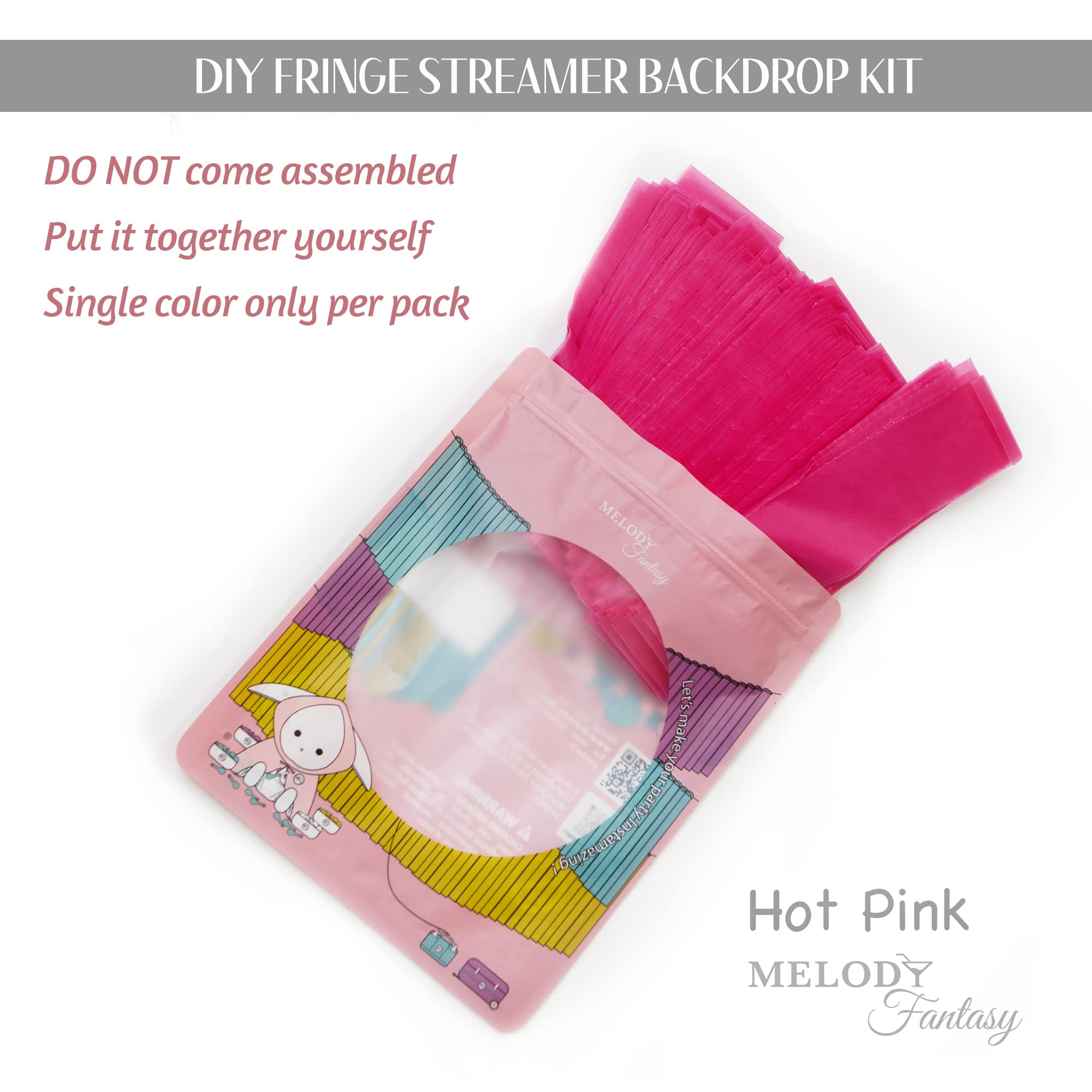 50Pcs Hot Pink Streamers Party Decorations Streamer Backdrop 24Colors Fringe Backdrop For Birthday Baby Shower Cocomelon Party D