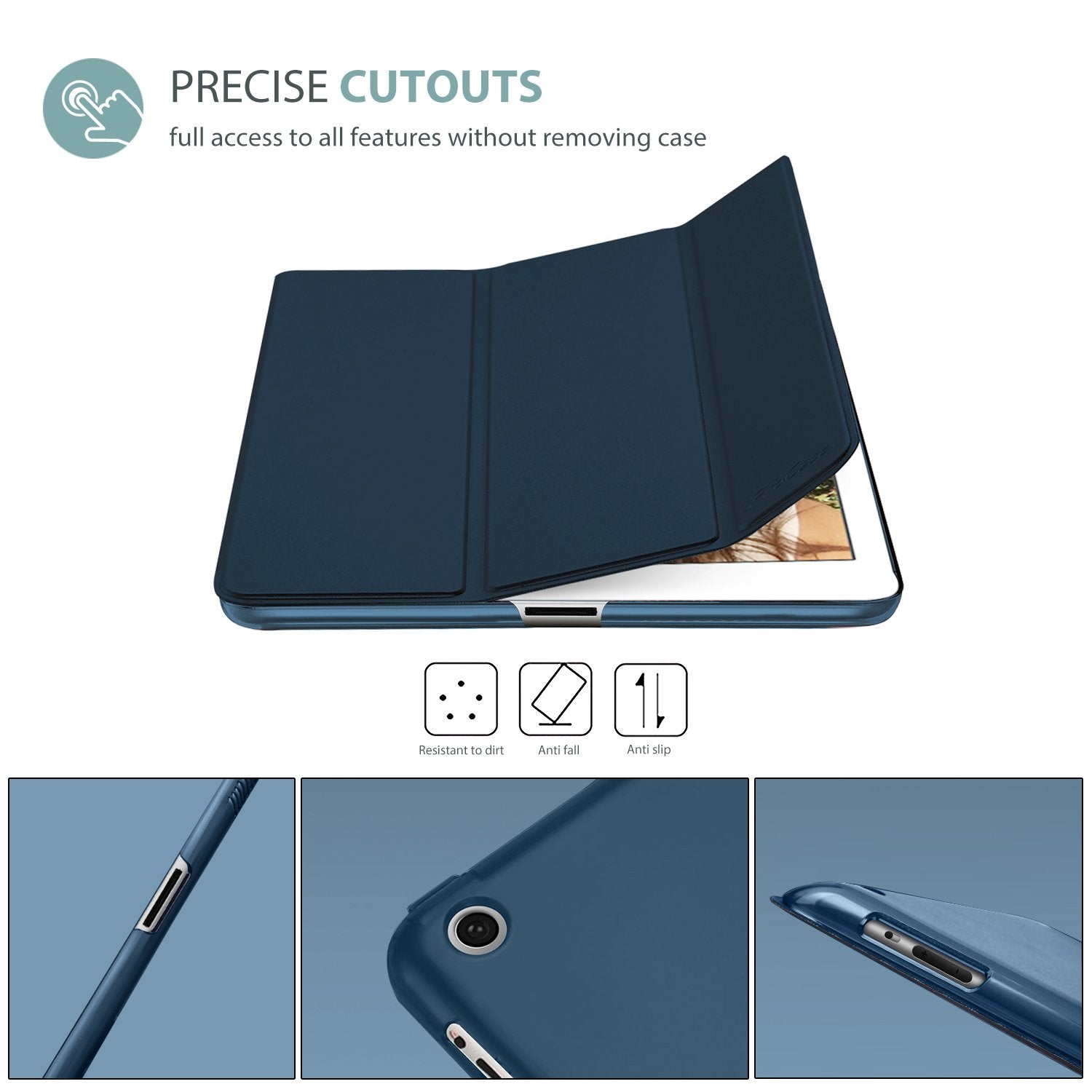 Procase For Ipad 2012/2011 2Nd 3Rd 4Th Generation Case (Old Model), Smart Cover For Ipad 2/Ipad 3 /Ipad 4(Not For Ipad Air 1/Air 2) �Navy