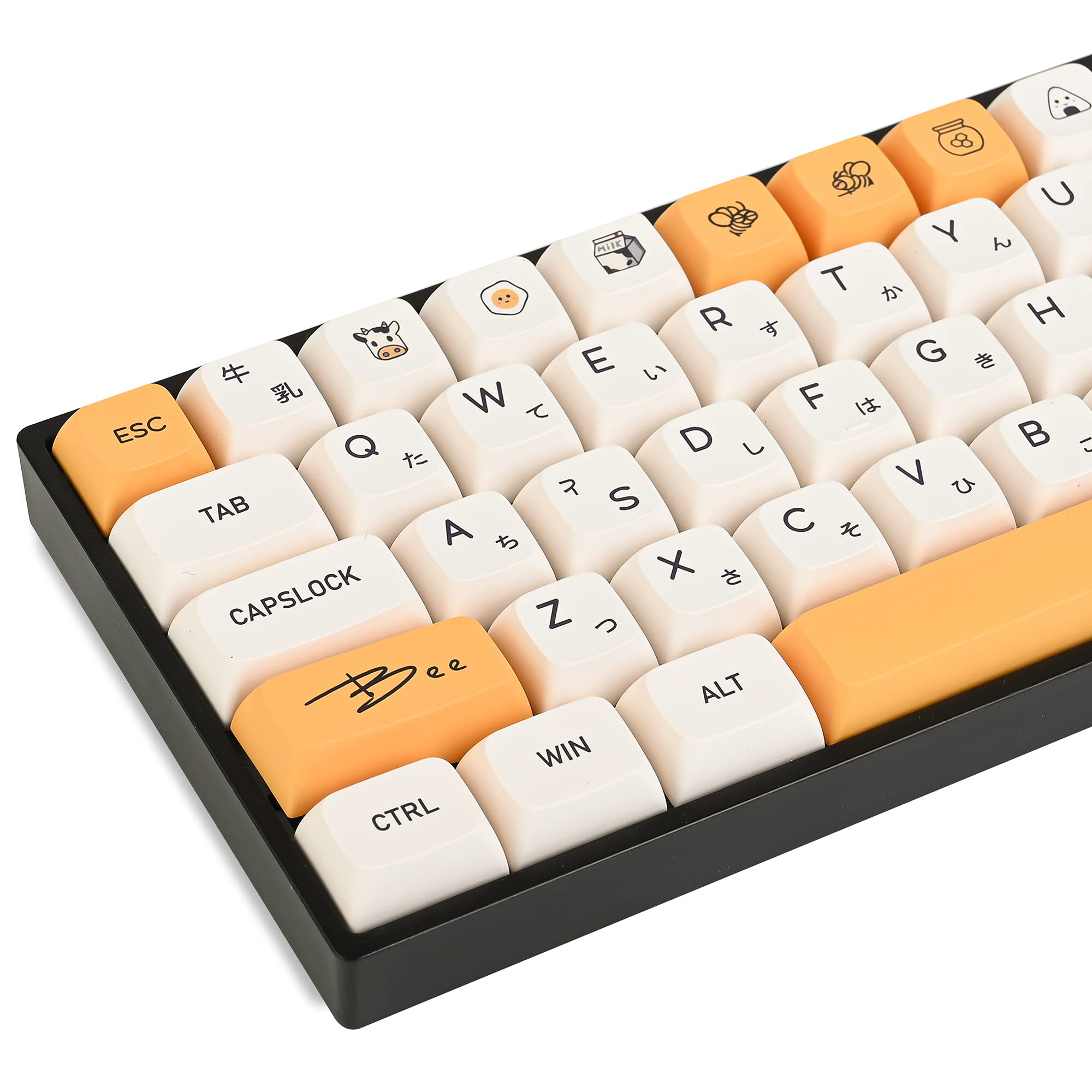 Guffercty Kred Gtsp Xda Honey Milk Keycaps Pbt Japanese Bee Keycap 140 Key Set For Cherry Mx Covers Fullsize 60% 65% 75% Keyboar