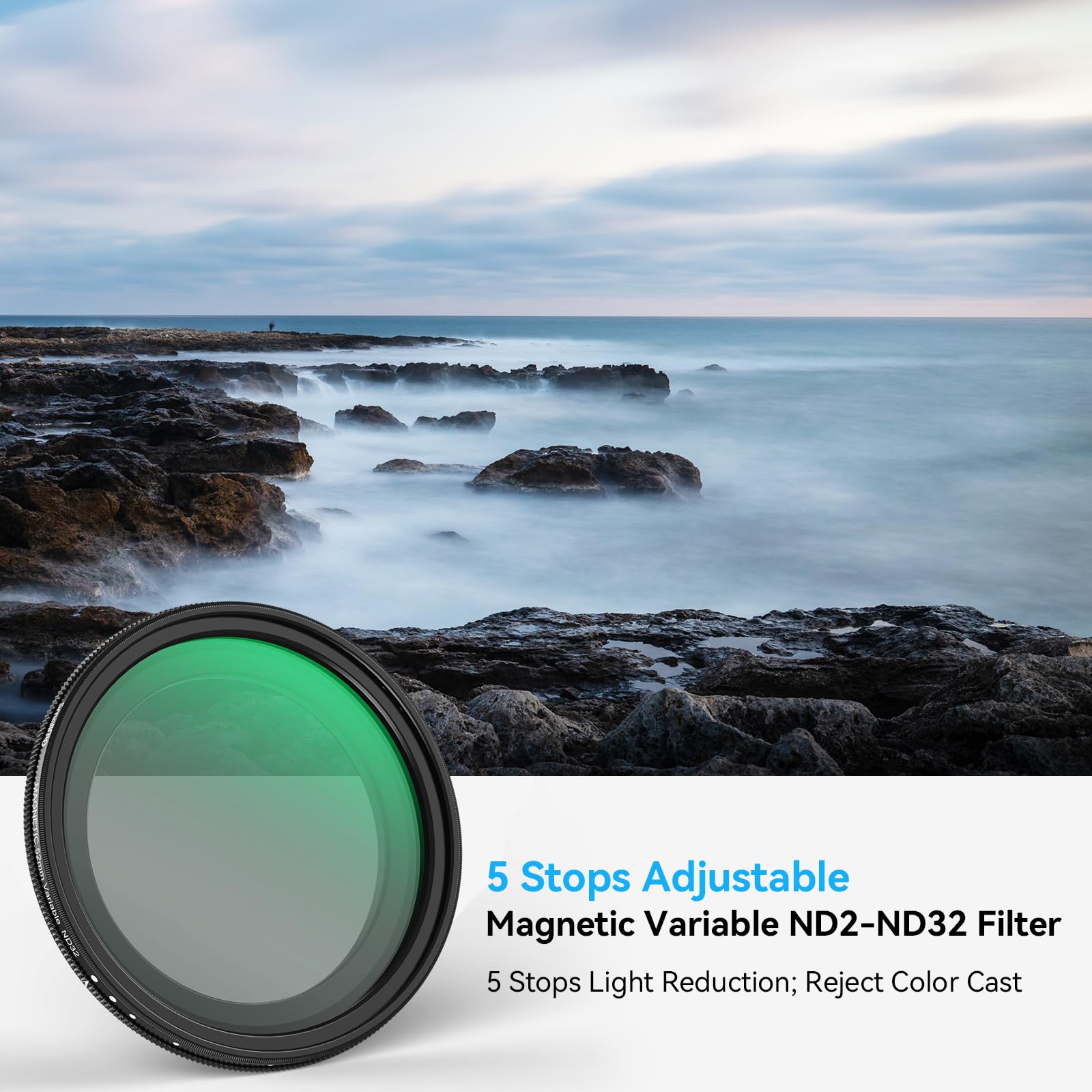 Smallrig 52Mm Magnetic Variable Nd Filter Nd2 Nd32 (1 5 Stops) No X Cross Hd Optical Glass Waterproof Scratch Resistant Magnetic
