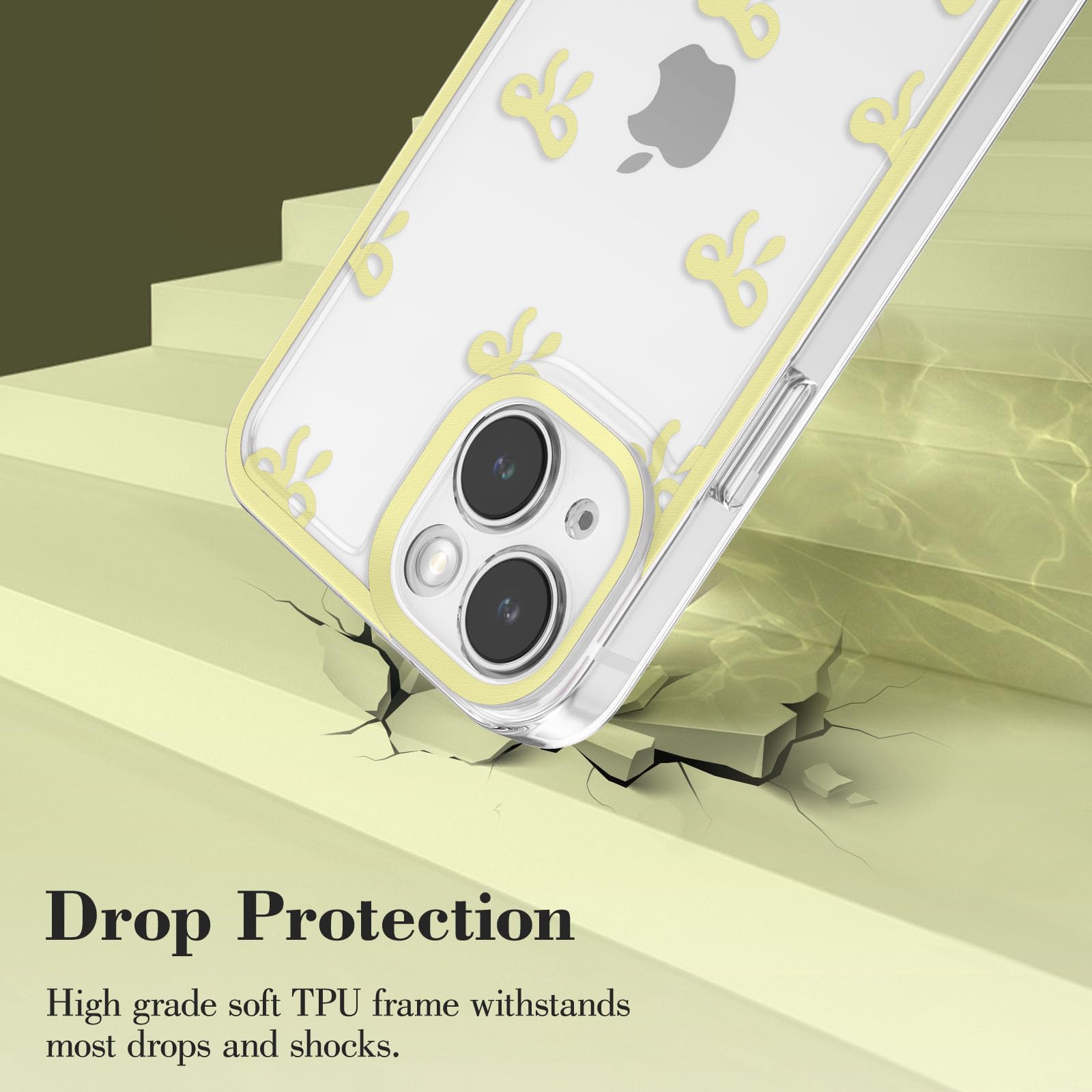 Eyzutak Case For Iphone 14 Plus, Clear Cute Ribbon Bowknot Pattern Aesthetic Transparent Phone Case Raised Camera Protection Sty