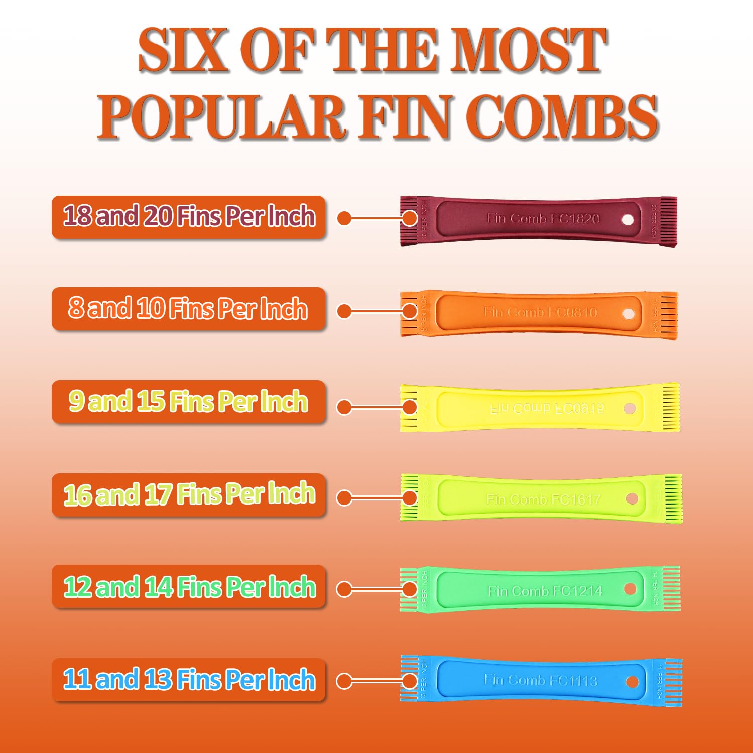 Cenipar 5Pcs Air Conditioner Condenser Fin Comb Set Include Fcr6 Fin Comb, Metal Radiator Fin Comb, Plastic Air Conditioner Fin