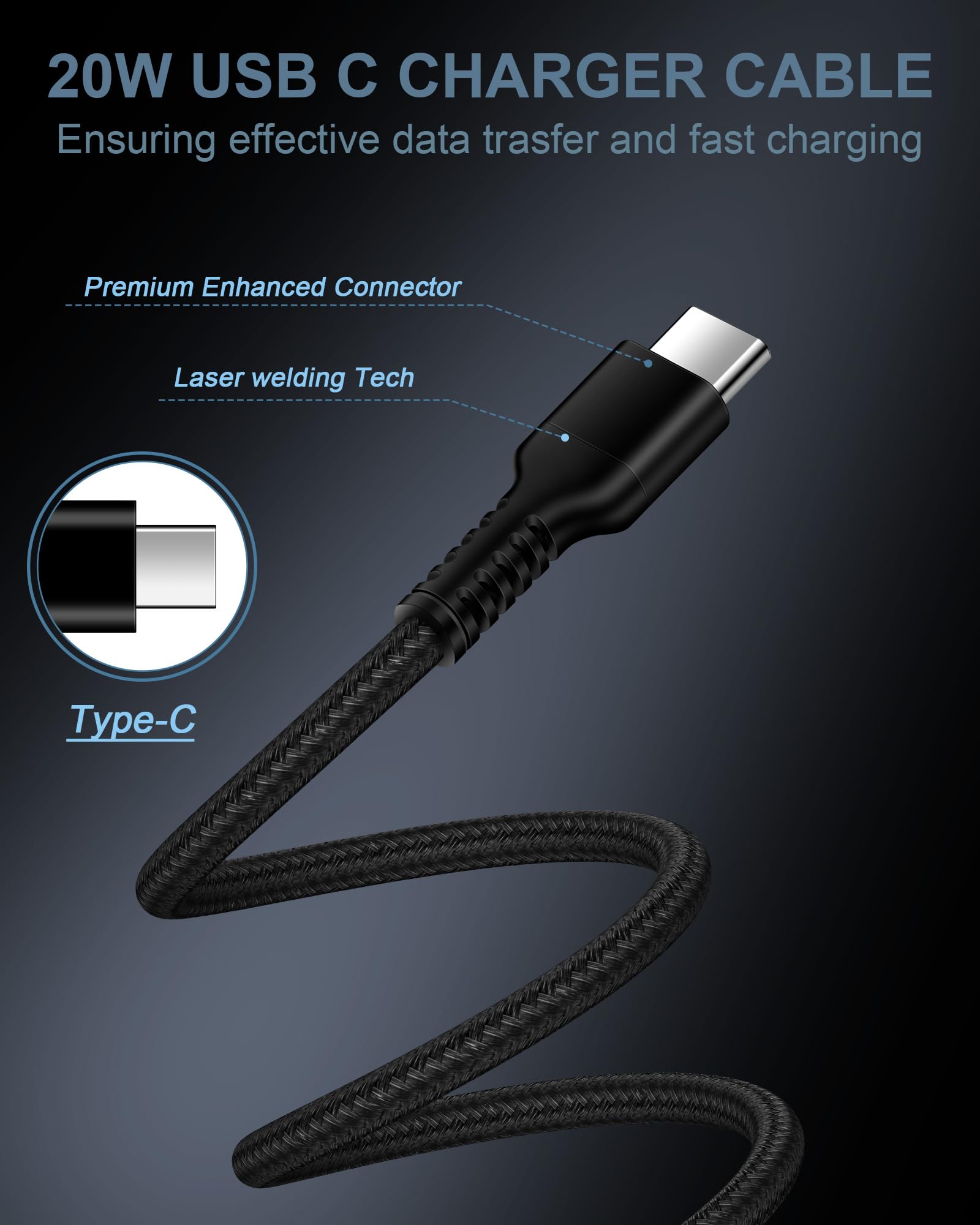 Usb C To Usb C Cord, 2Pack/3Ft Android Braided Iphone Charger Cable, Apple Fast Charging Power Wire For Iphone 16 Pro Max 15 Pro