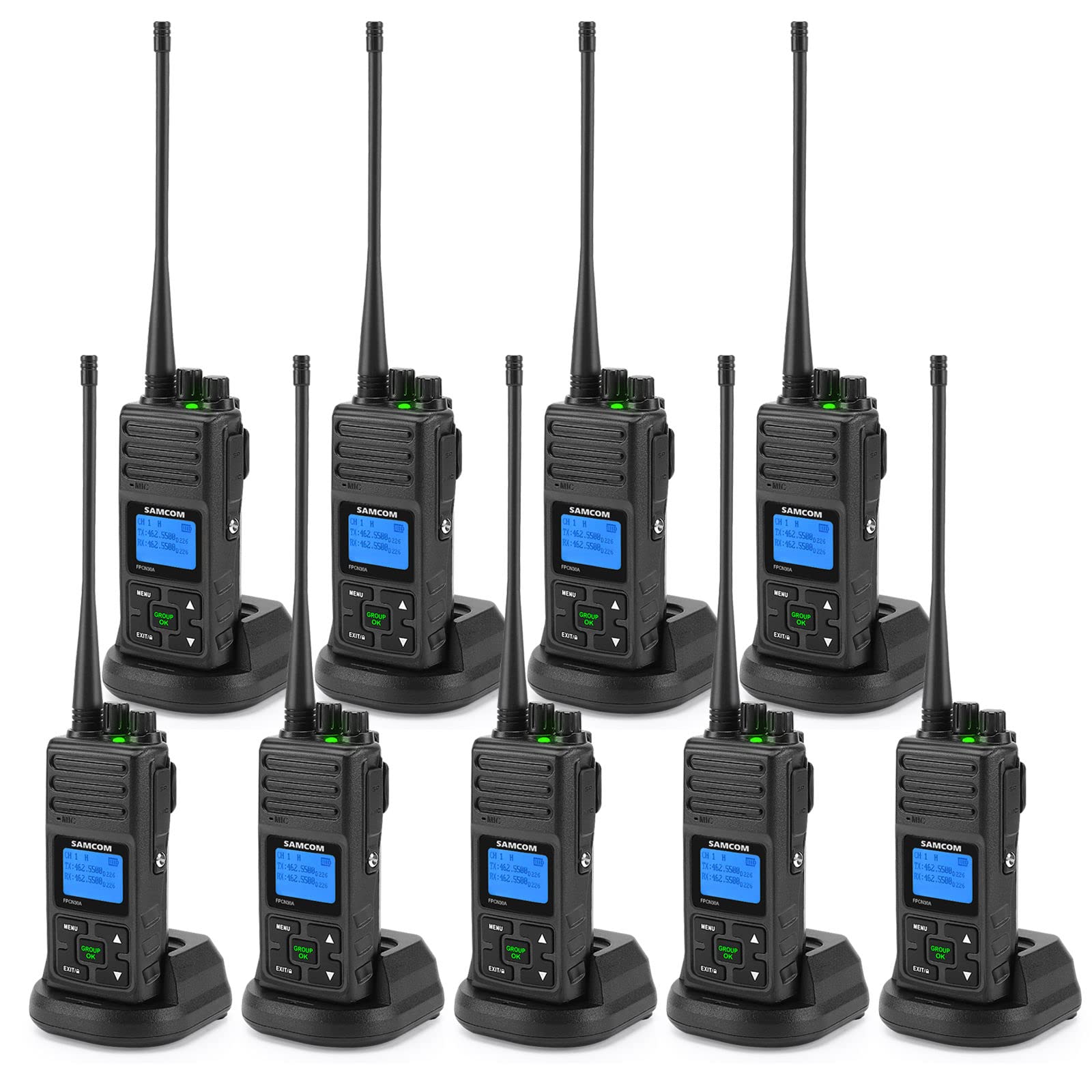 Samcom 5W High Power Two Way Radio,Heavy Duty Walkie Talkies For Adults Long Range With Earpieces,Professional Uhf 2 Way Radio Rechargeable With 1500Mah Battery And Charger,9 Packs