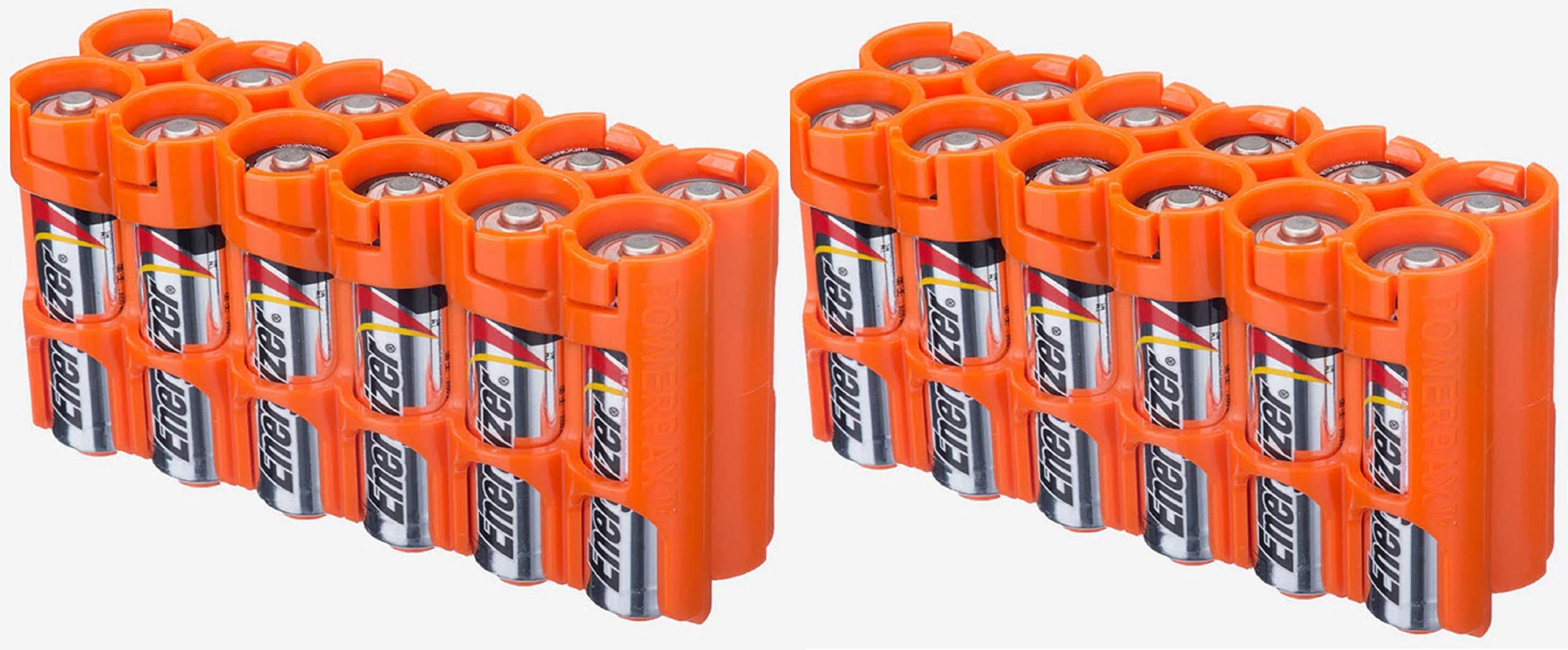 Storacell By Powerpax Aa Battery Storage Container   Holds 12 Batteries, Orange (2 Pack)