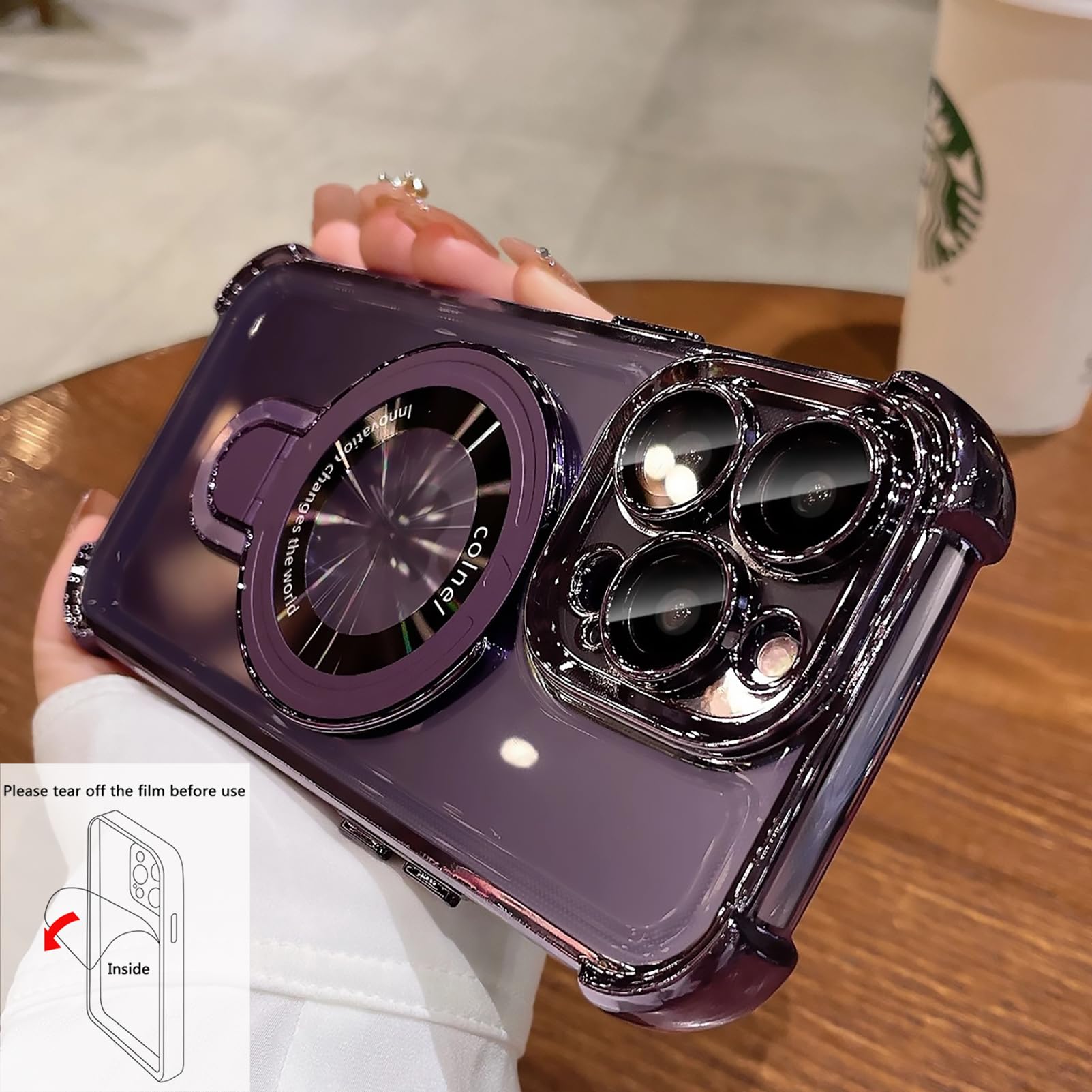 Uioeua For Iphone 13 Pro Max Case With Magnetic Ring Stand,[Compatible With Magsafe] Four Corners Shockproof [Military Grade Dro