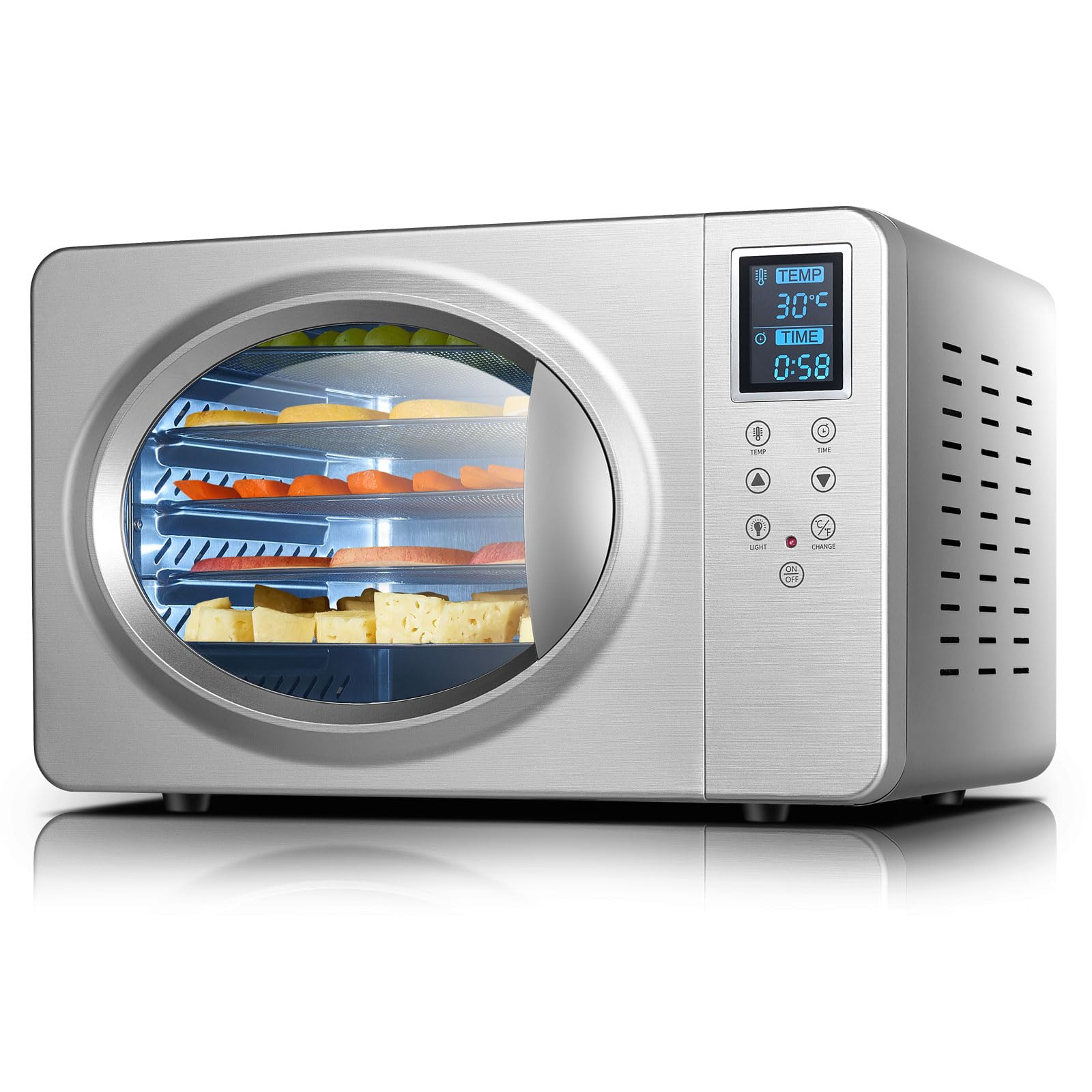 Septree 6 Trays Food Dehydrator, 500W Stainless Steel Meat Dehydrator For Jerky, Fruit Dryer Machine With 190? Temperature Control Adjustable Timer, For Herbs Vegetables Yogurt& Dog Treats, Silver