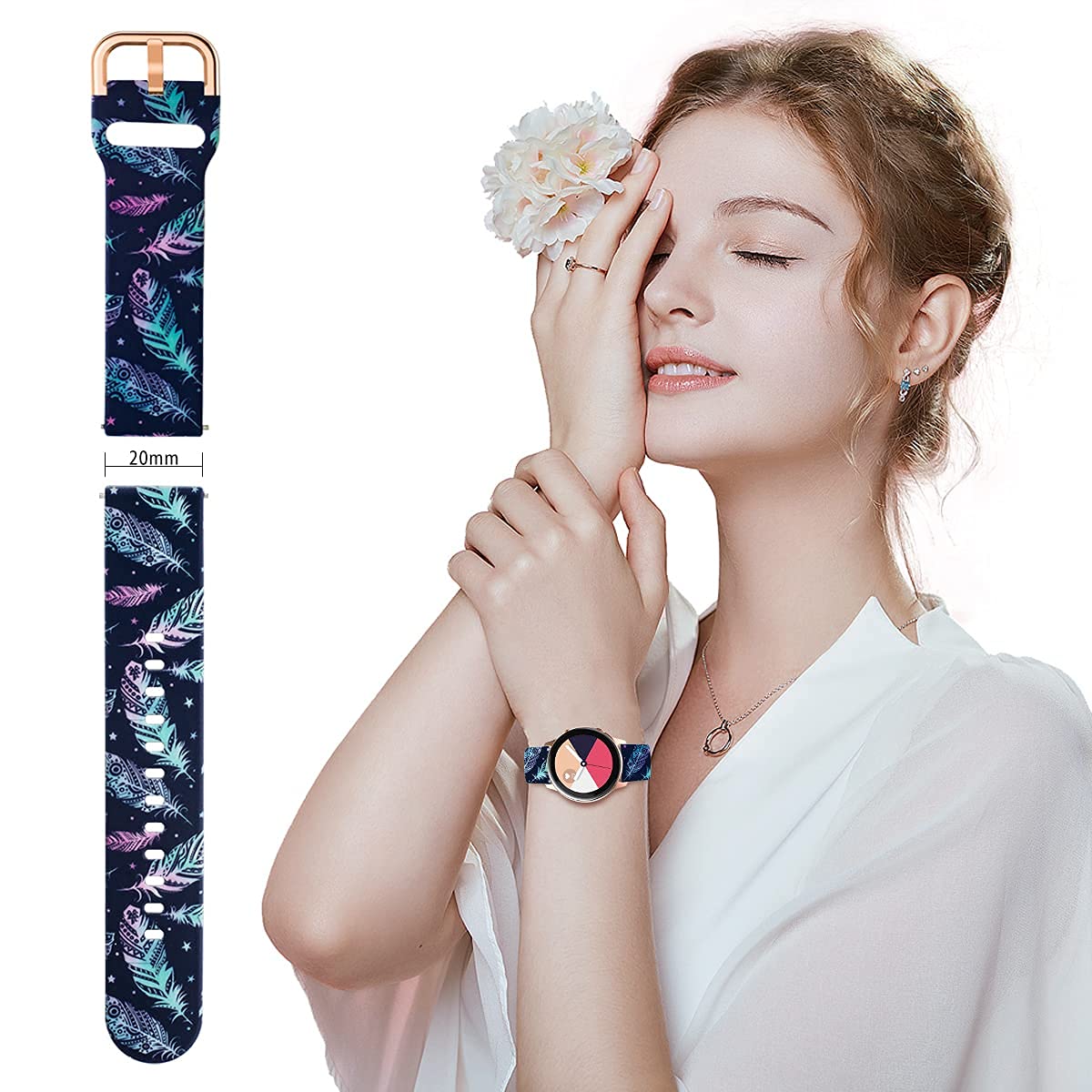 Toolaik 20Mm Standard Watch Band For Samsung Galaxy Watch, Unisex, Quick Release, Multiple Colors, Durable Silicone, Water Resis