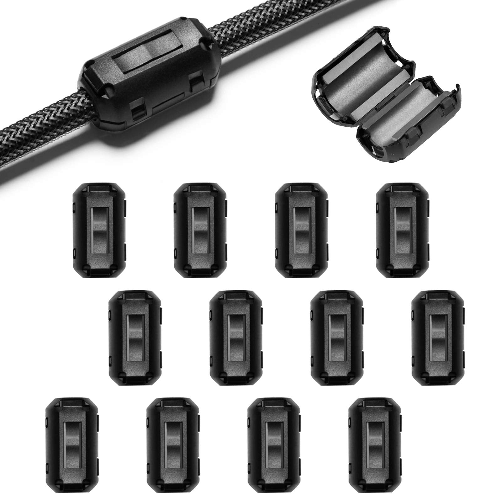 Emi Rfi Noise Filter Cable Ring, Roctee 12 Pcs Ferrite Choke Snap On Noise Suppressor Cable Clip Electronic Ferrites Core For 3.