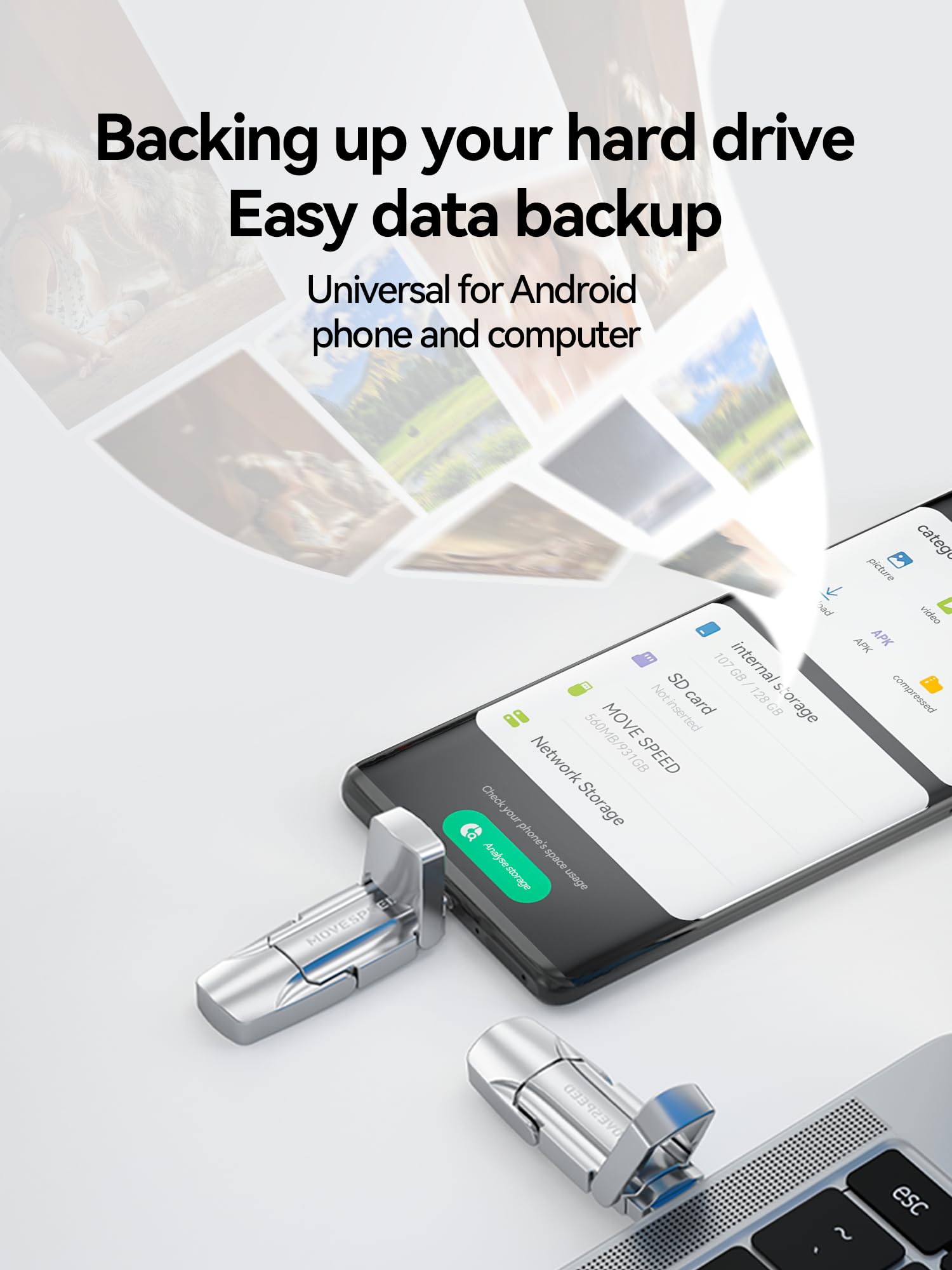 Move Speed 1Tb Usb 3.2 Solid State Flash Drive 570Mb/S High Speed Type C Usb Drive Usb Gen 2 Thumb Drive With Keychain Leather C