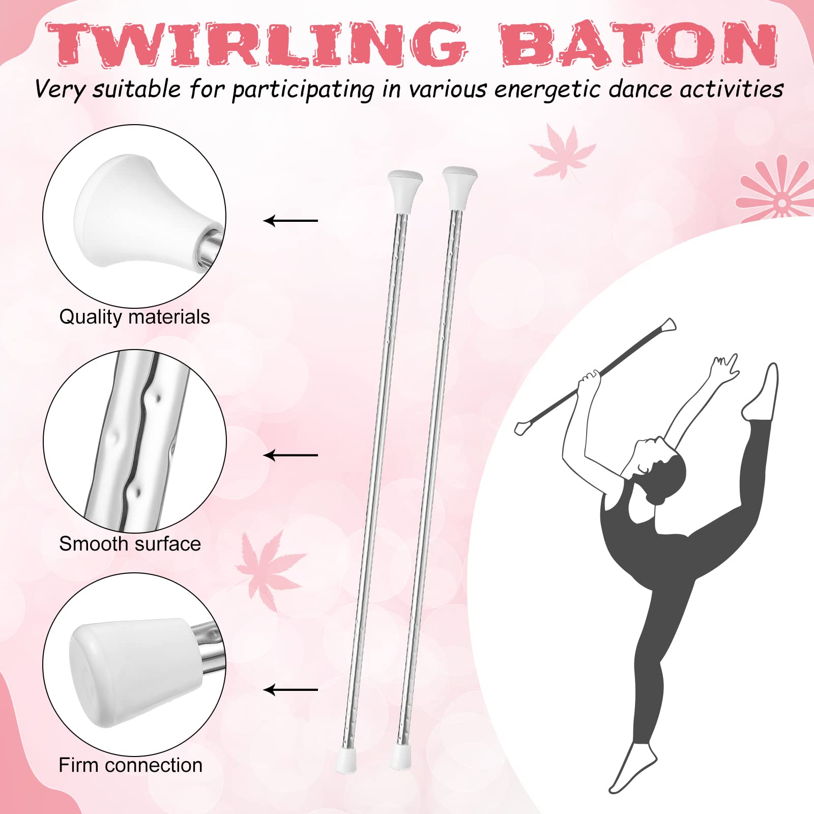 Hydren Twirling Baton Unisex Kids' Gymnastics Dance Baton Metal Baton Marching Band Baton Parade Baton Stick For Talent Shows, A