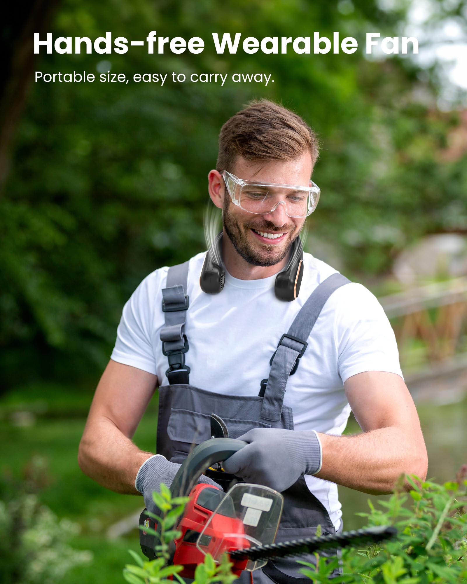 Slenpet Neck Fan, Rechargeable Personal Fan Portable, Hands Free Wearable Battery Operated Fan 5 Speeds, Usb Neck Cooling Fan Fo