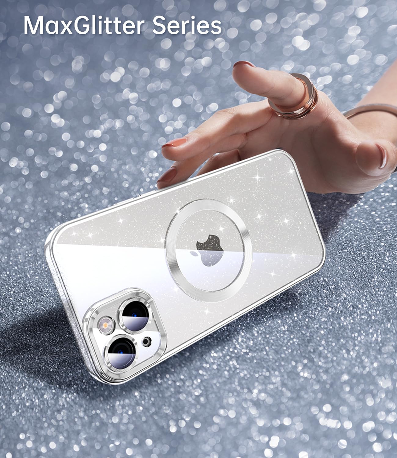 Jueshituo Magnetic Glitter Case Designed For Iphone 13 Case With Full Camera Protection And Strongest Magnetism, Soft Tpu Platin