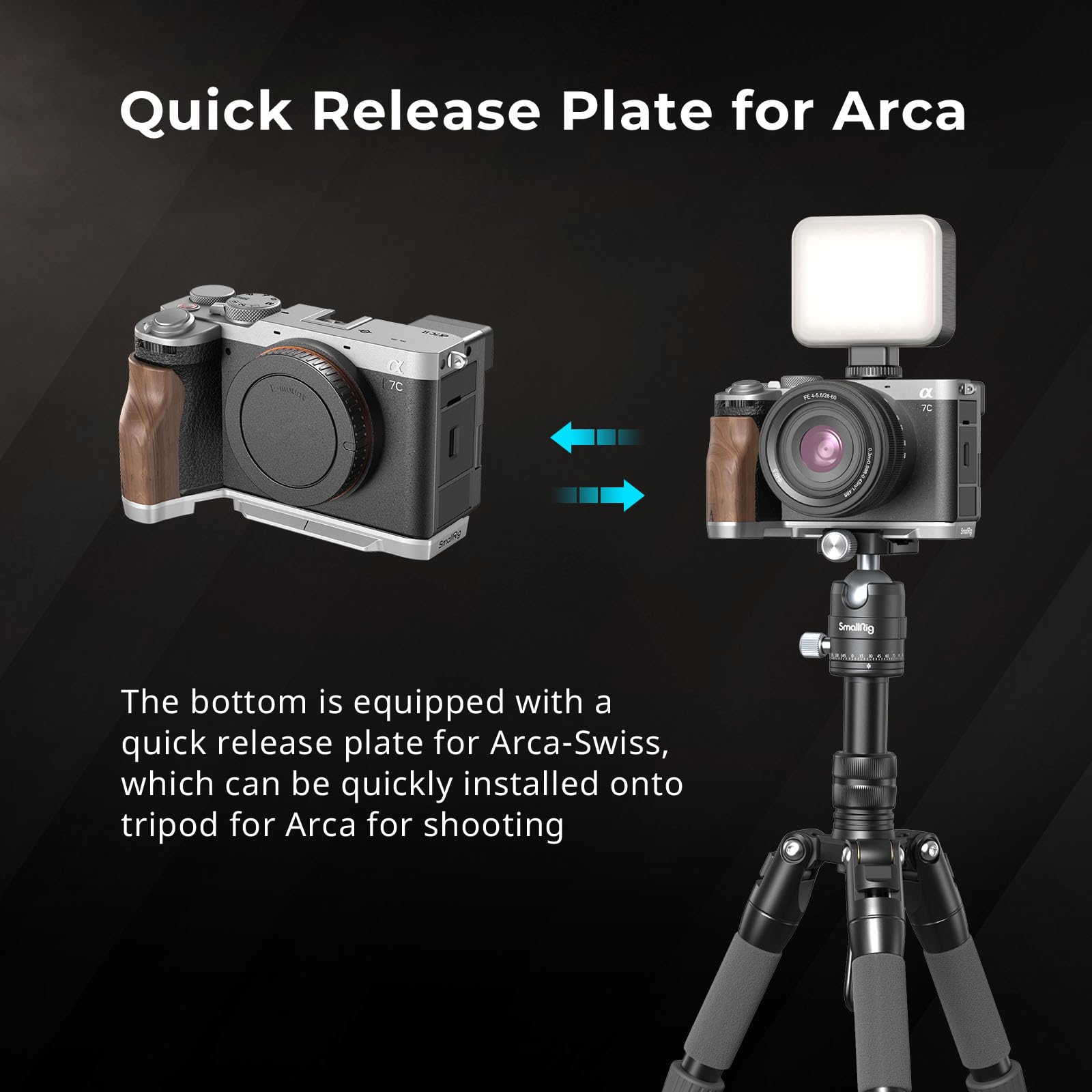 Smallrig A7C Ii / A7Cr Handgrip L-Shape Grip For Sony Alpha 7C Ii/Alpha 7Cr, Quick Release Plate For Arca, Lightweight Wooden Si