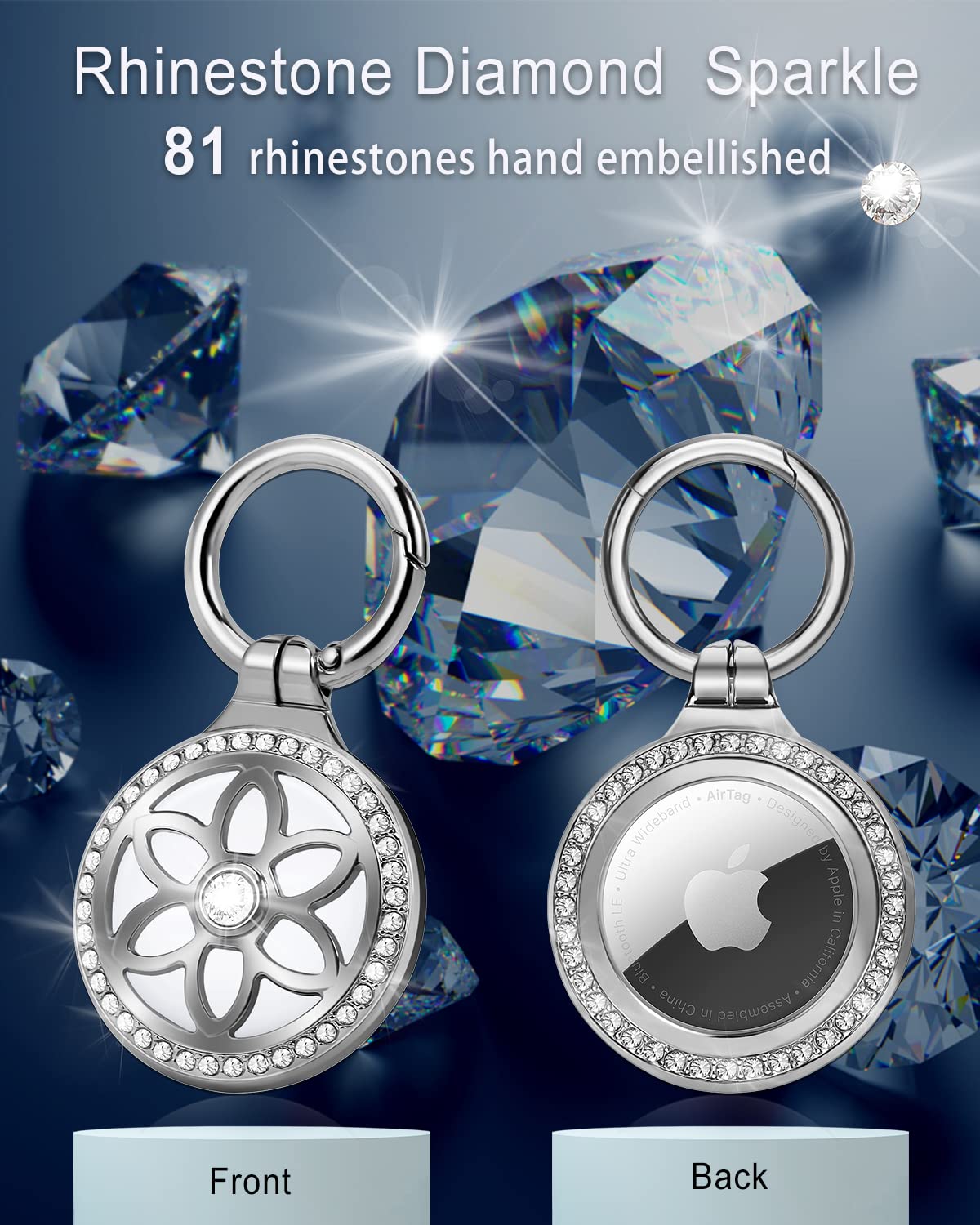 Deerlet Airtag Holder Airtag Case With Key Ring Airtag Keychain Metal Protective Apple Air Tag Holder For Dog, Cat, Kids, Keys,