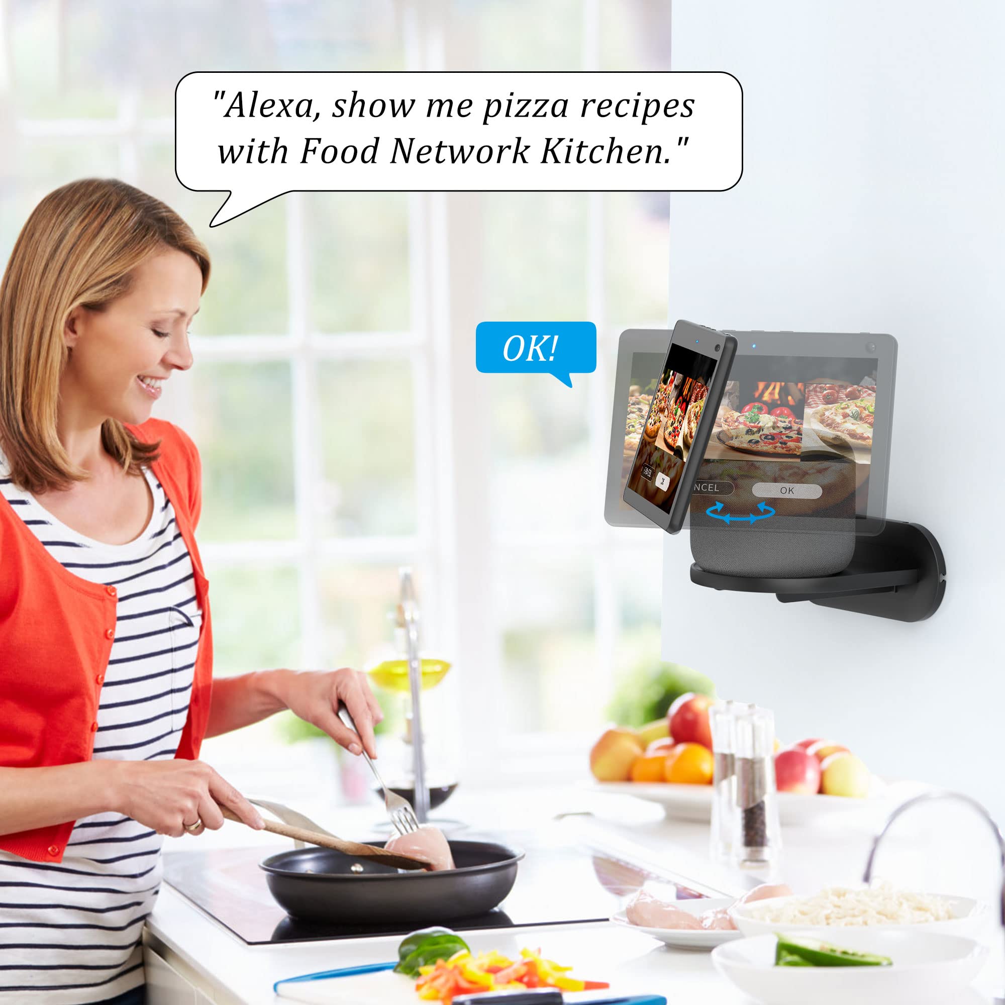 Plusacc Show 10 Wall Mount Stand   Holder Mount For Echo Show 10 3Rd Gen, Space Saving Alexa Accessories Bracket Shelf (Black)