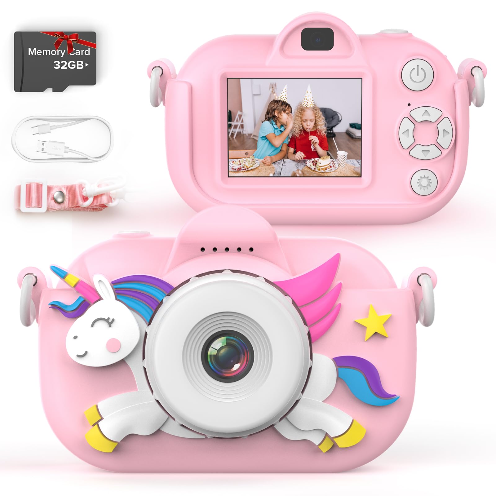 Kids Camera For Girls, 3 12 Year Old Girl Toys Christmas Birthday Gifts, 32Mp Hd Dual Lens Toddler Camera For Kids, 1080P Video 