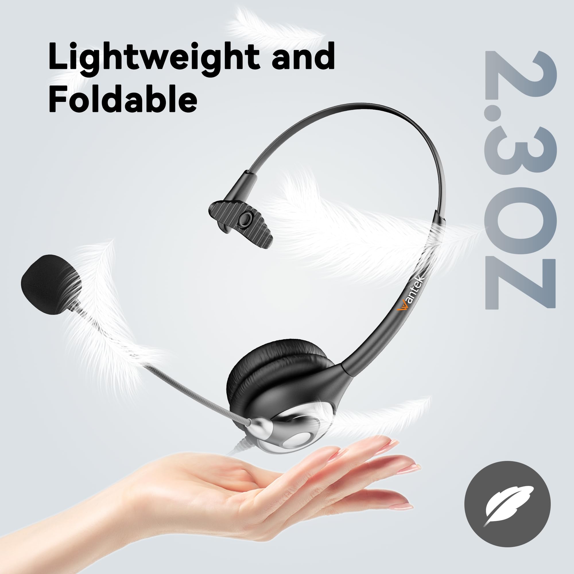 Wantek Headset With Microphone For Pc, Usb Wired Headphones - Usb-C Over-Ear 3.5Mm Headsets With Noise-Cancelling Microphone For