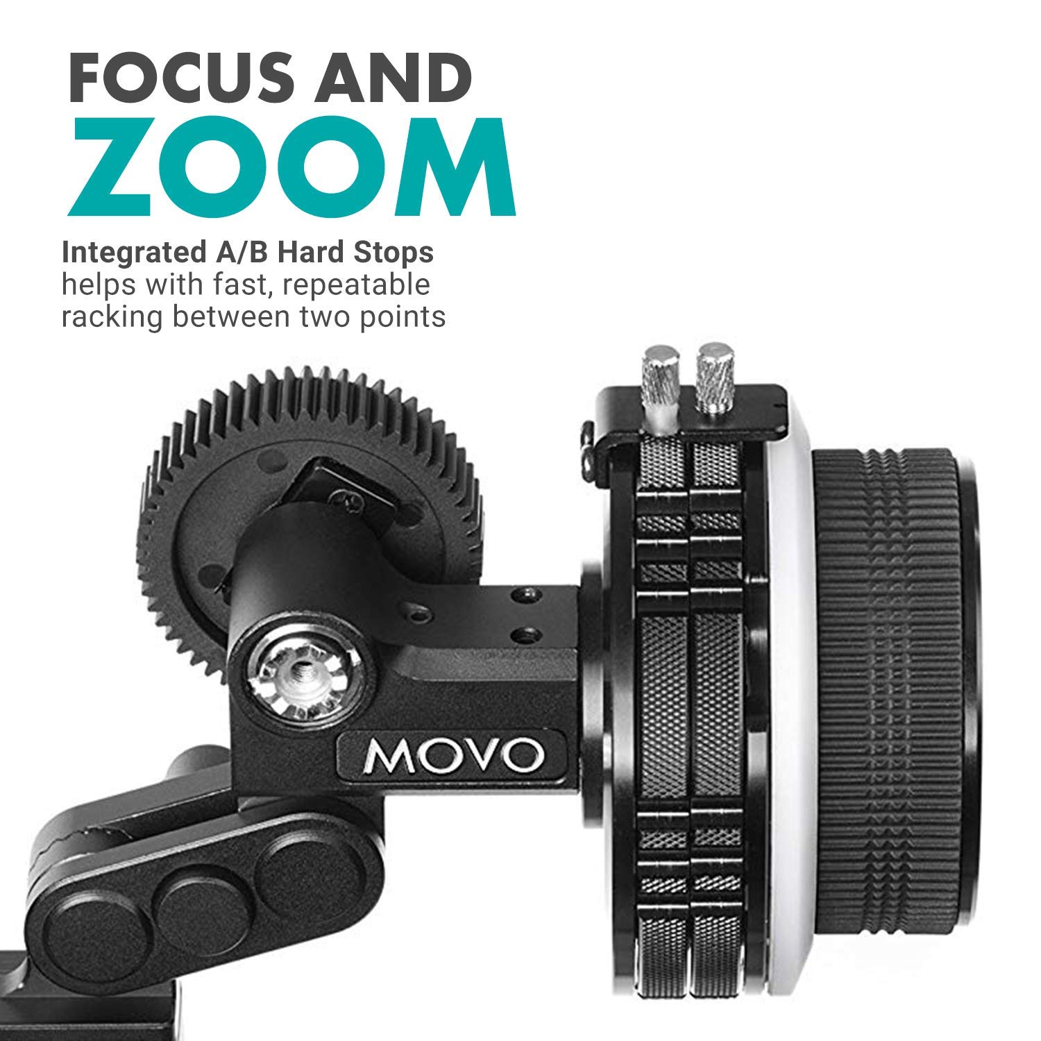 Movo F2X Precision Follow Focus System With Hard Stops And 65Mm, 75Mm, 85Mm Adjustable Gear Rings